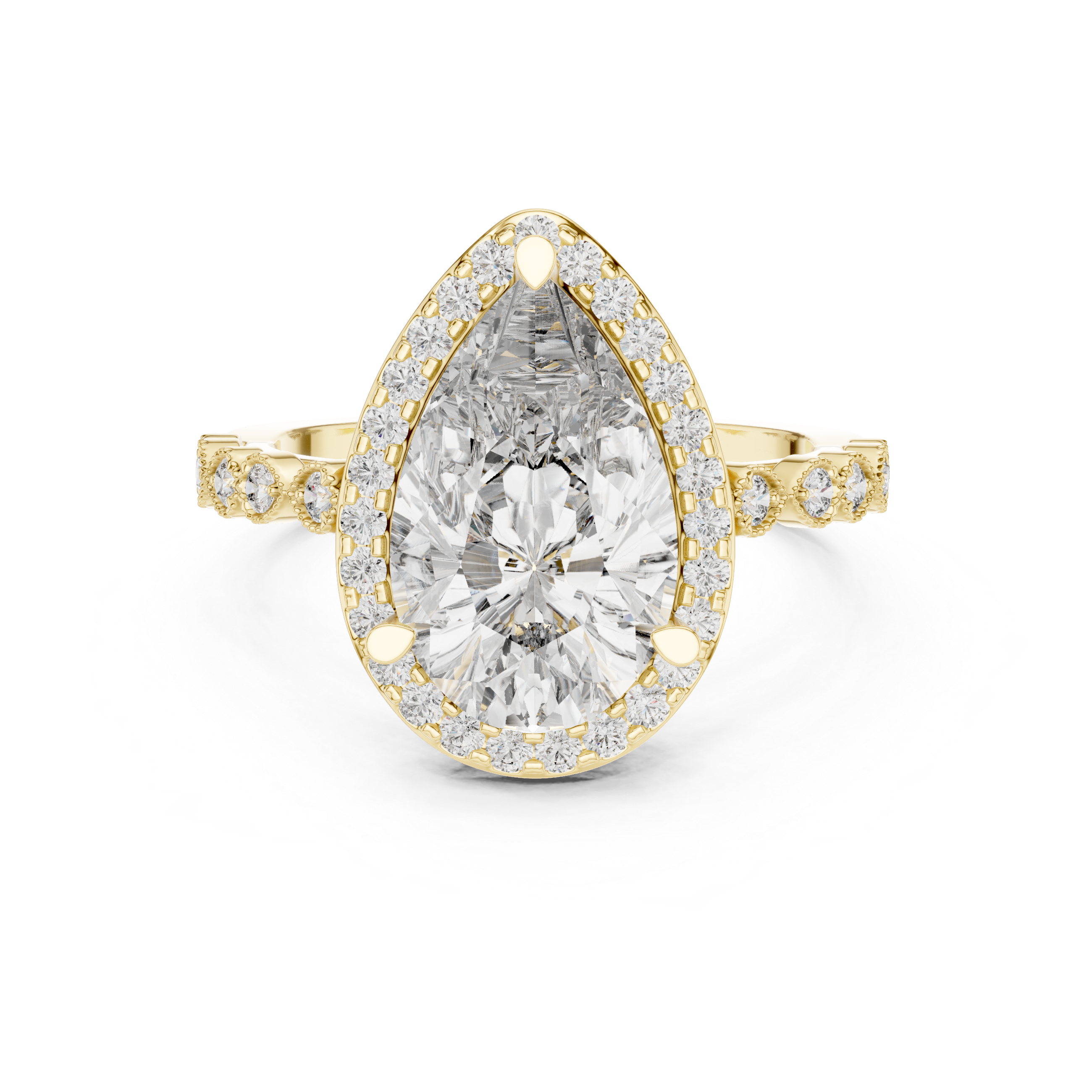Oval Halo Diamond Ring with Bezel-Set Accent Stones