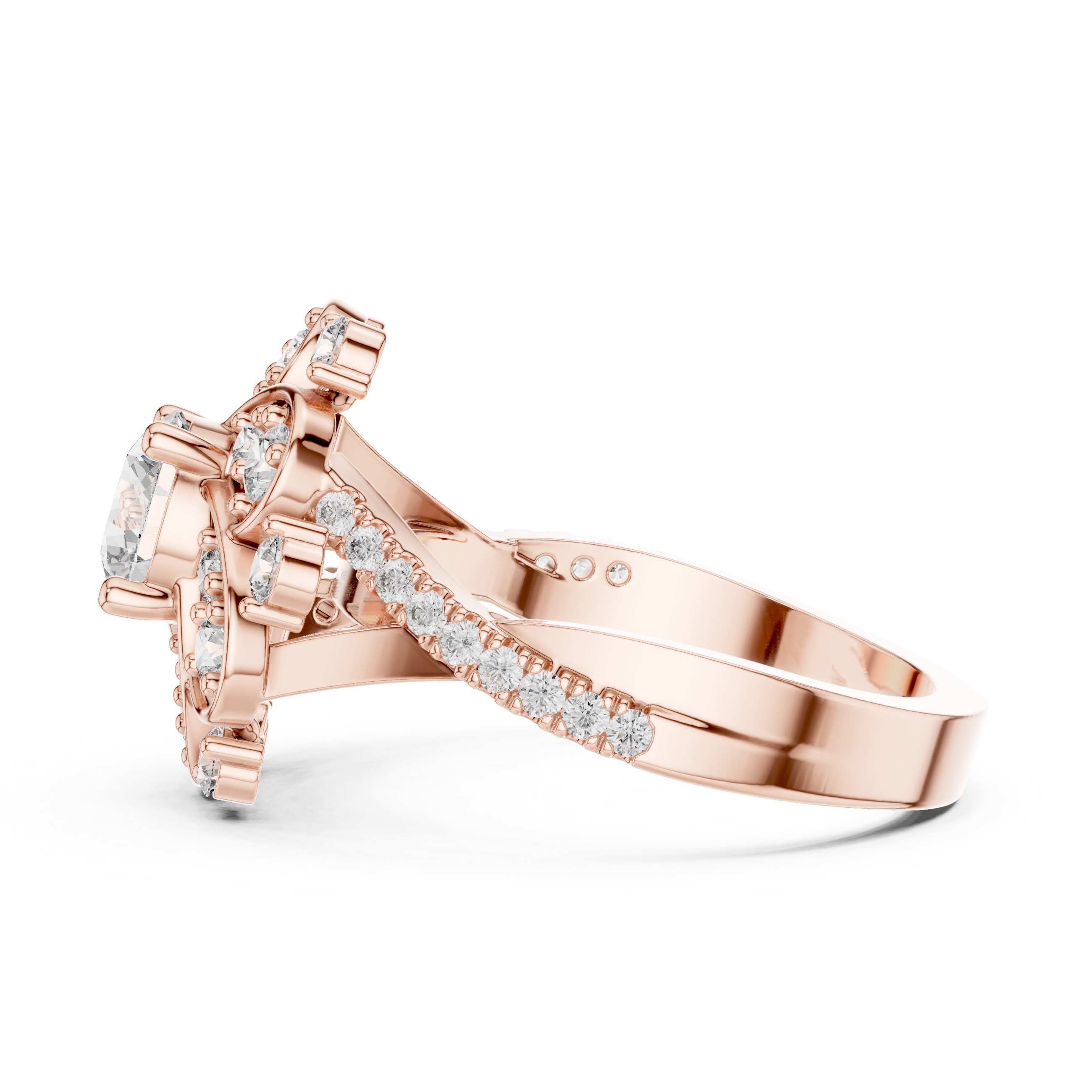 Starburst Halo Diamond Engagement Ring