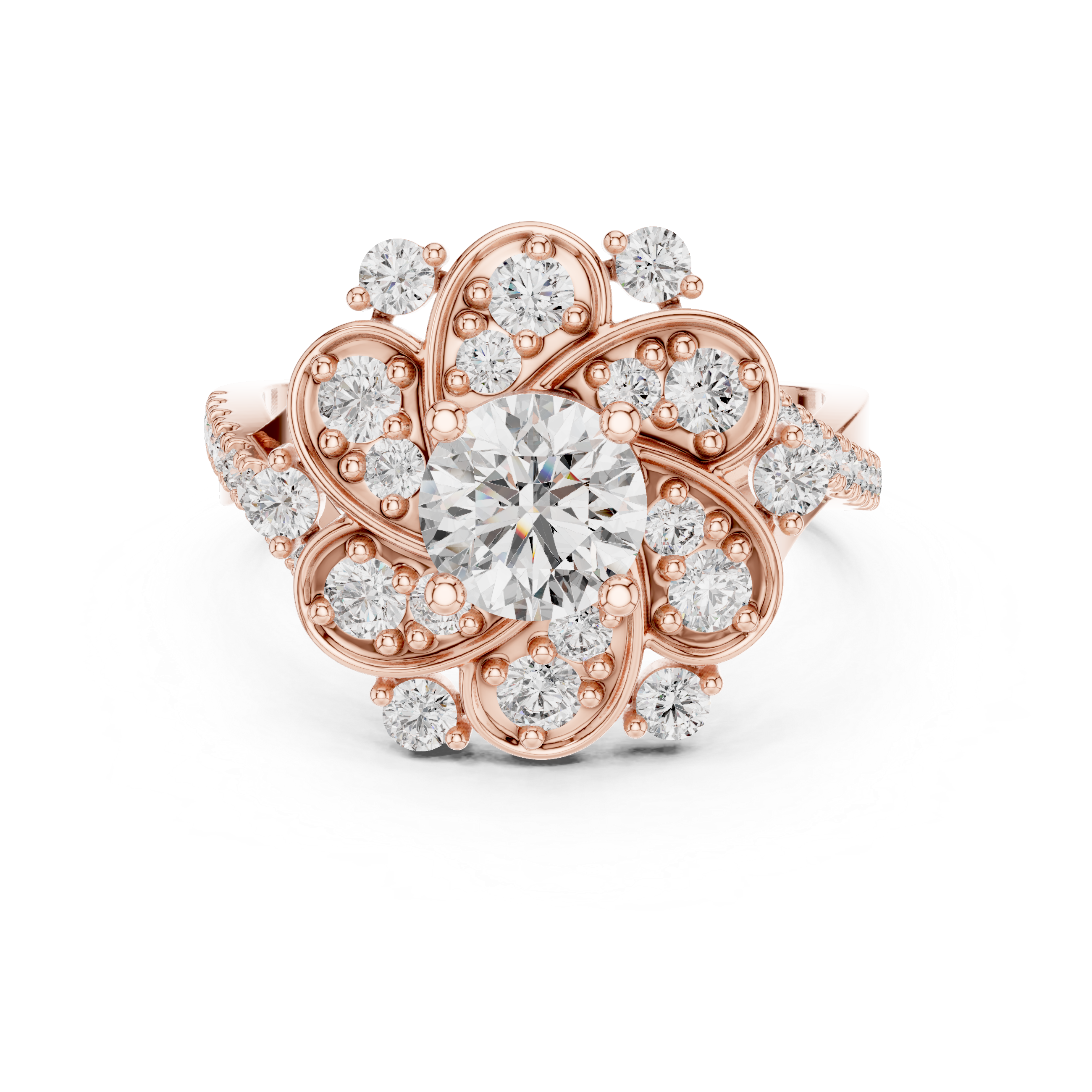 Starburst Halo Diamond Engagement Ring