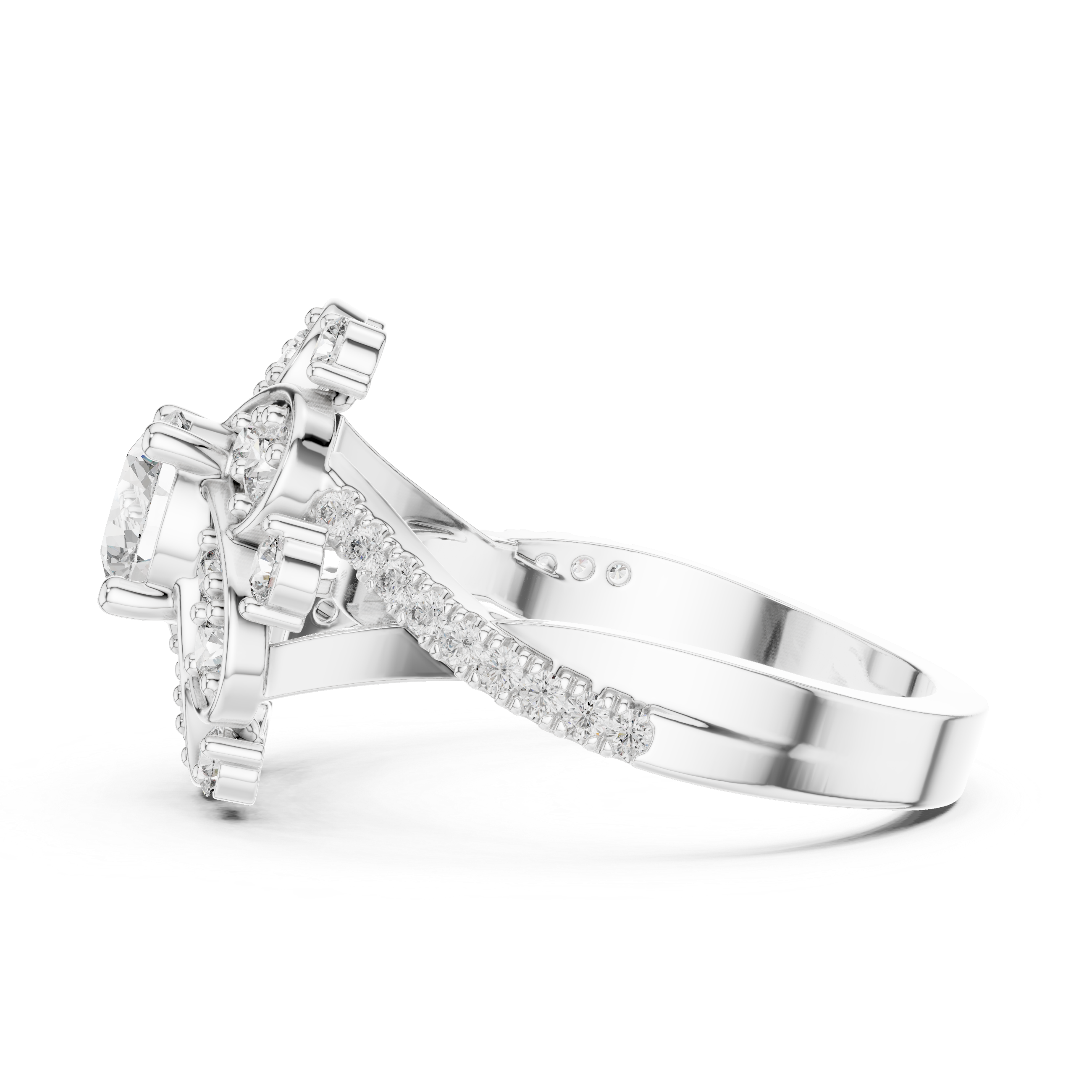 Starburst Halo Diamond Engagement Ring