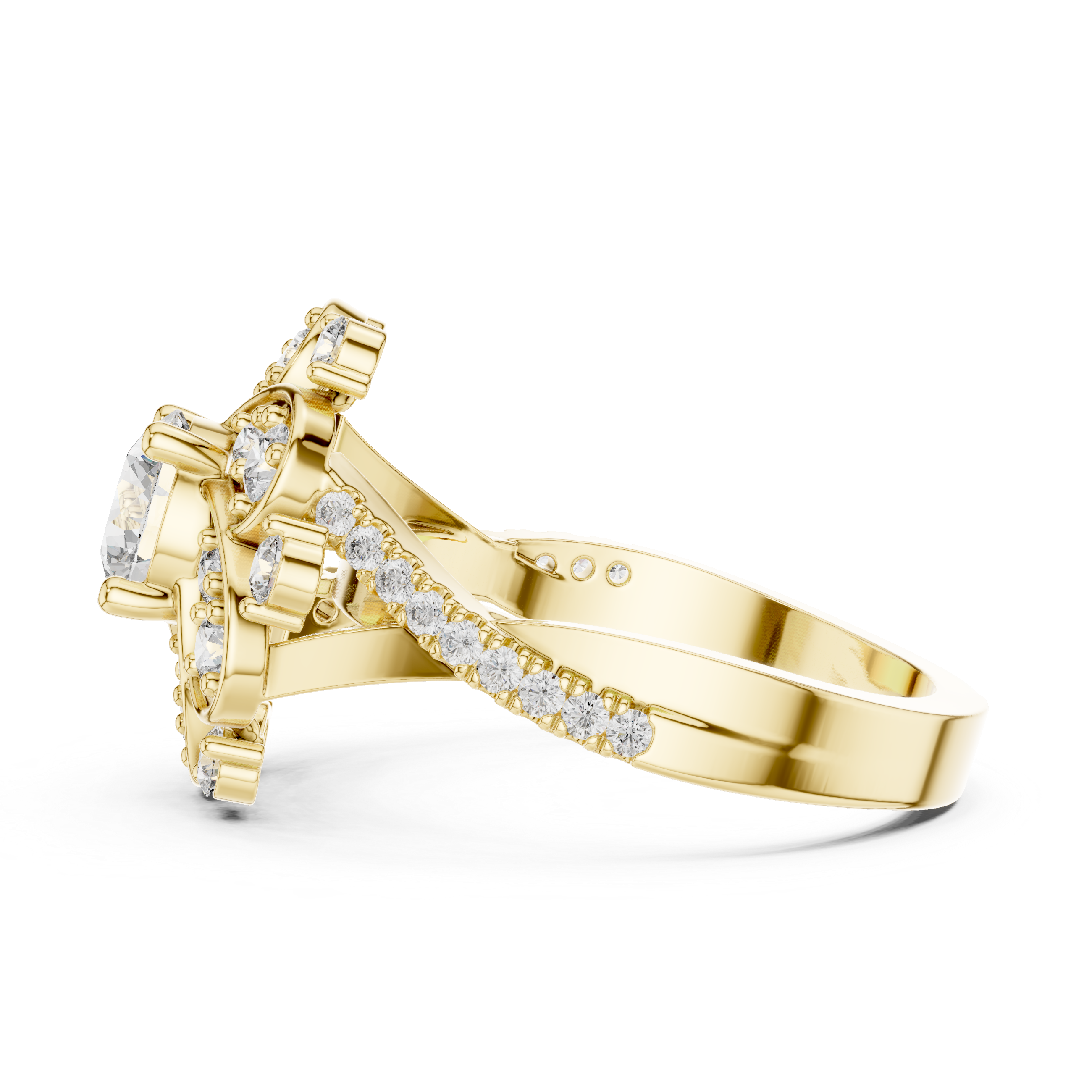 Starburst Halo Diamond Engagement Ring