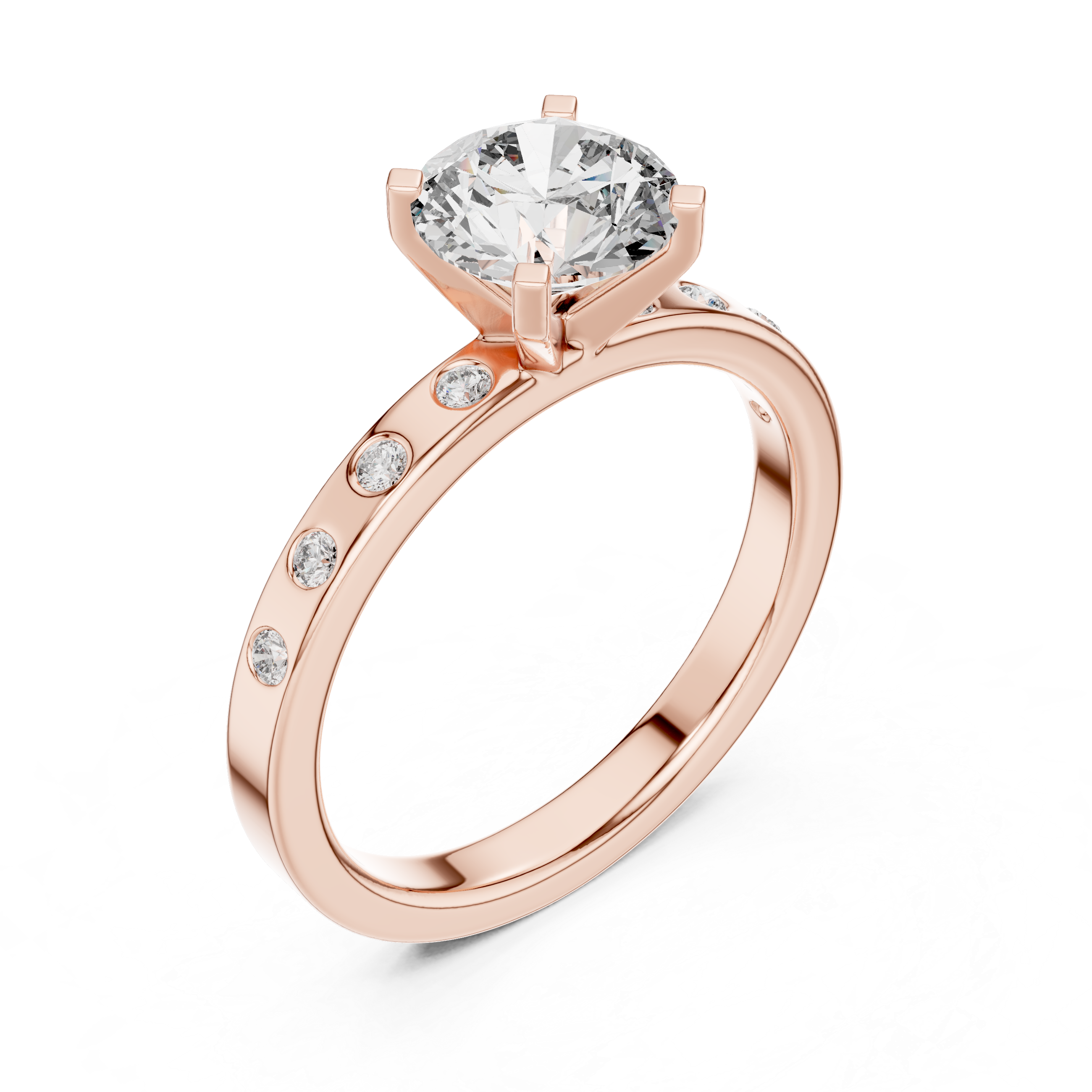 Classic solitaire engagement ring with a round brilliant diamond