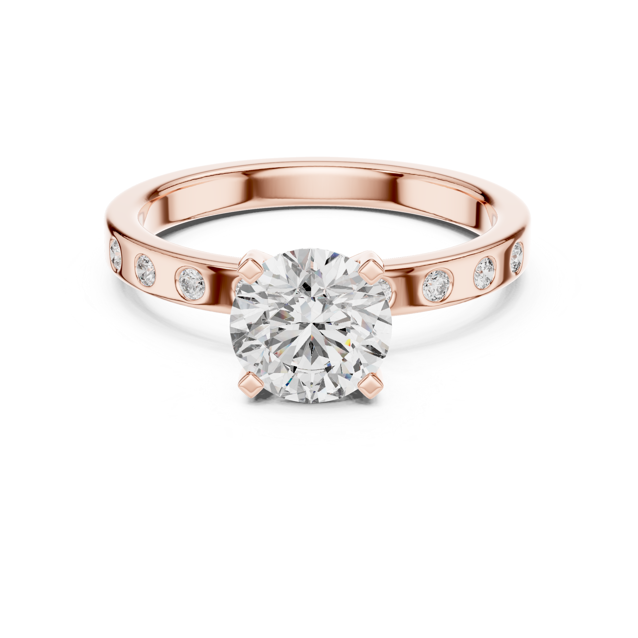 Classic solitaire engagement ring with a round brilliant diamond
