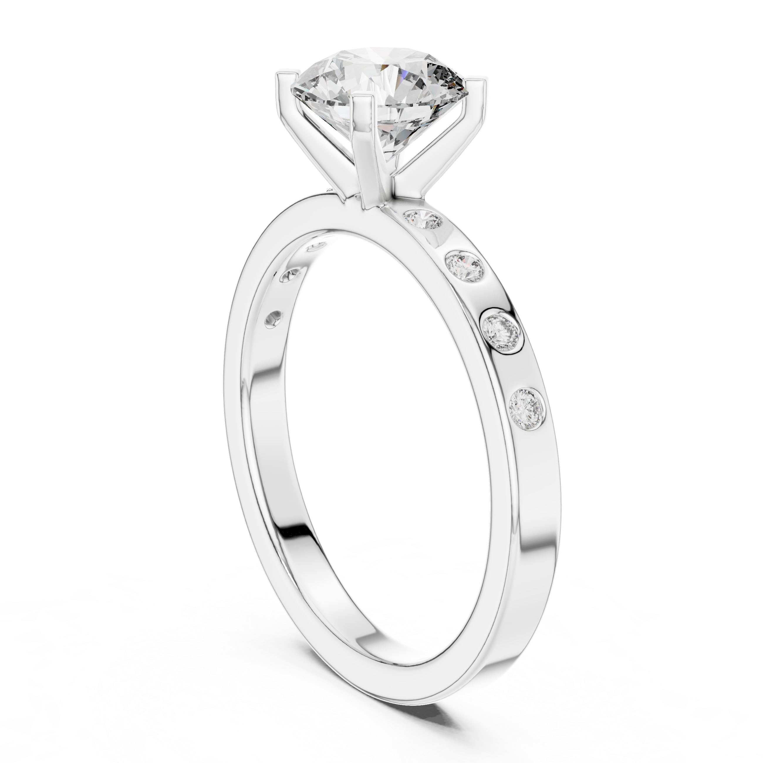 Classic solitaire engagement ring with a round brilliant diamond