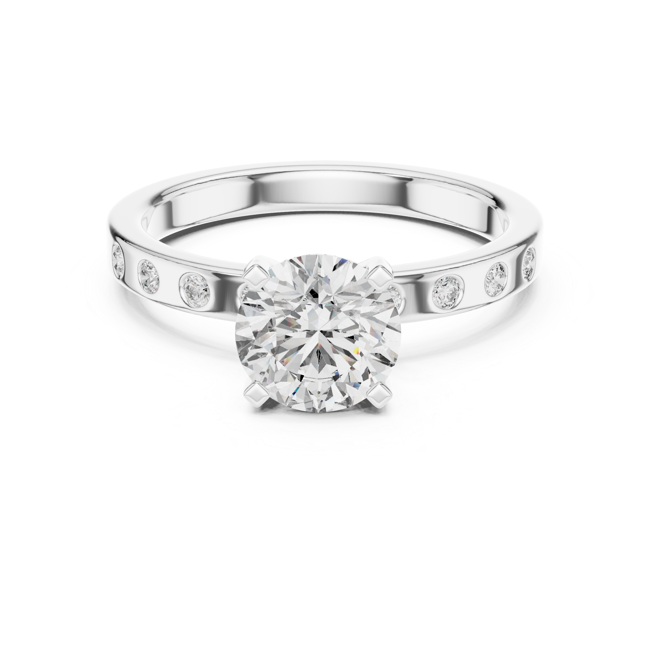Classic solitaire engagement ring with a round brilliant diamond