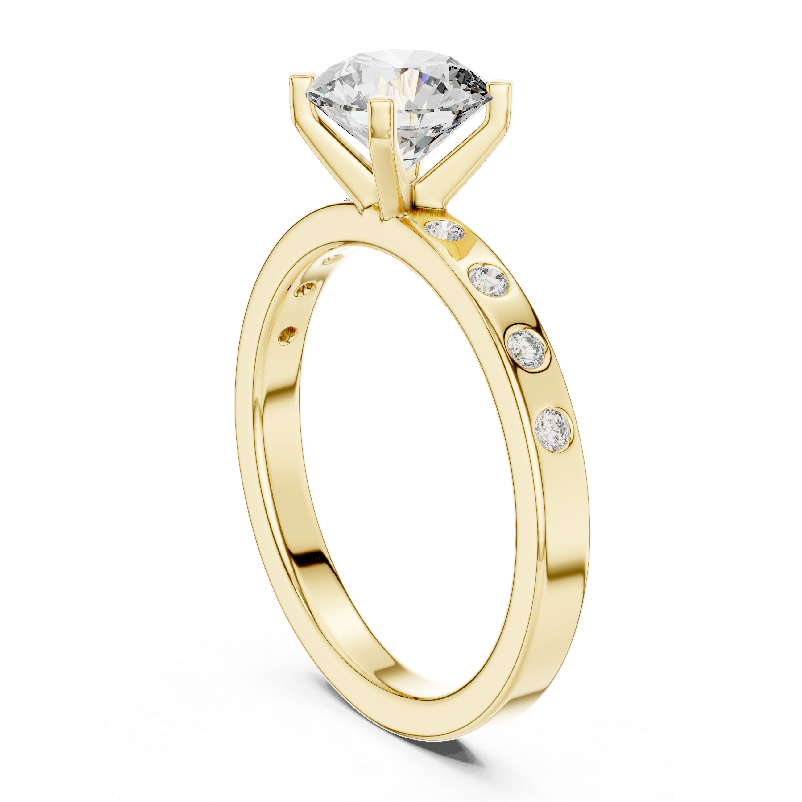 Classic solitaire engagement ring with a round brilliant diamond