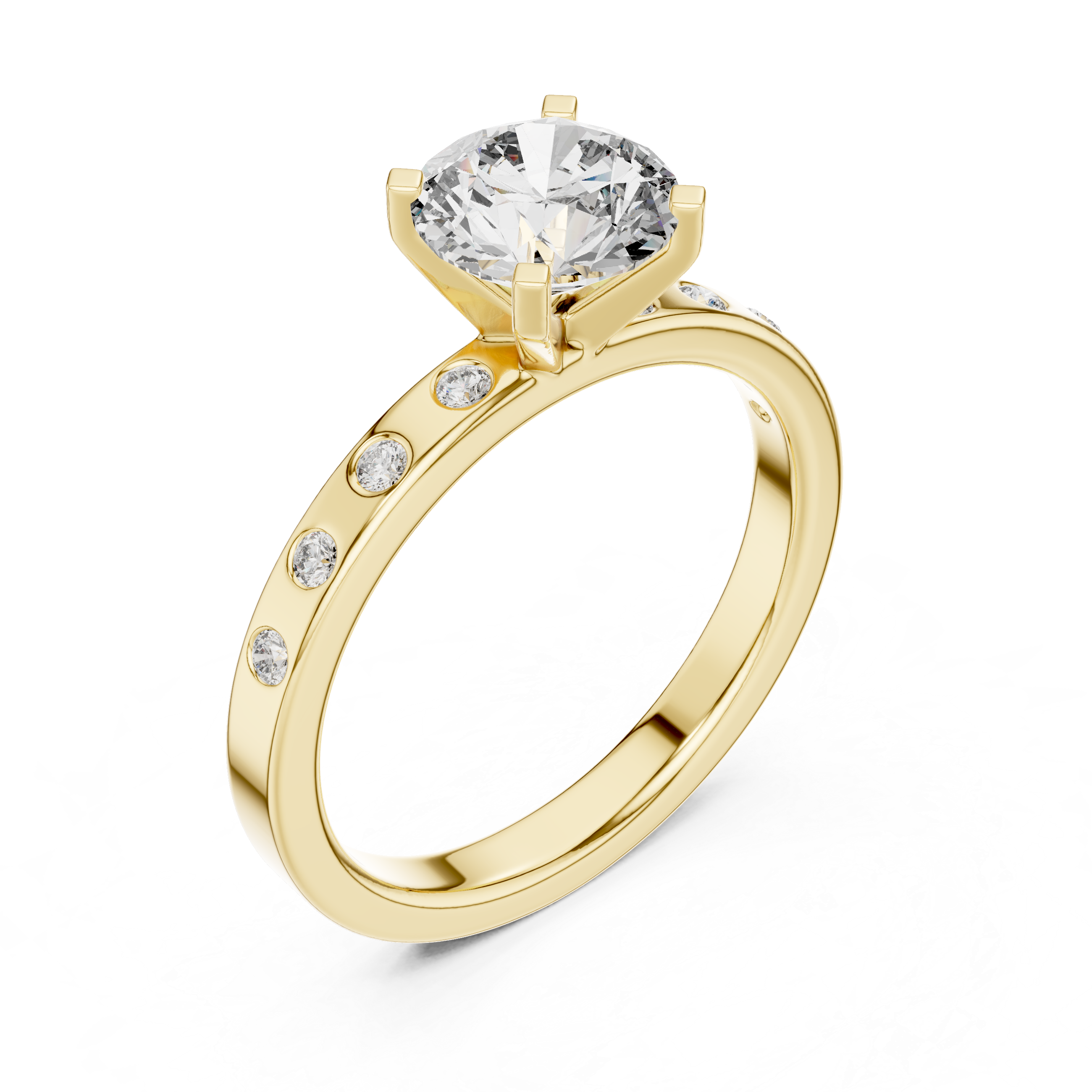 Classic solitaire engagement ring with a round brilliant diamond