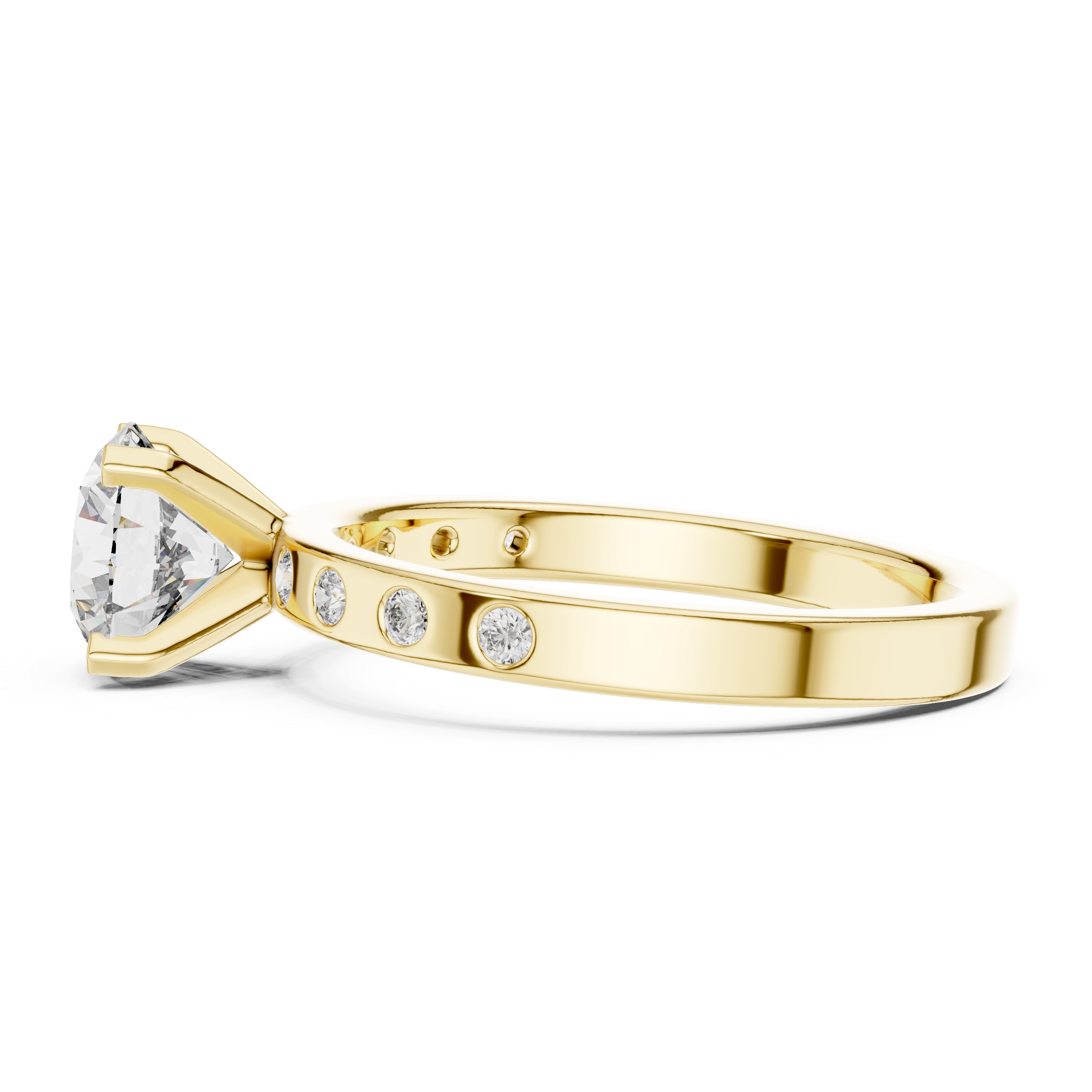 Classic solitaire engagement ring with a round brilliant diamond