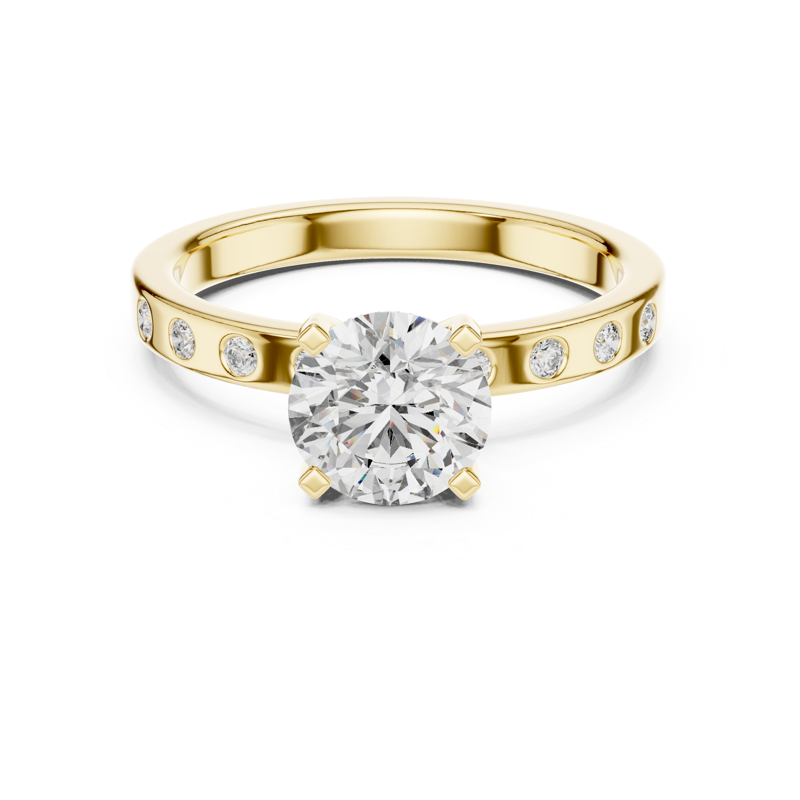 Classic solitaire engagement ring with a round brilliant diamond