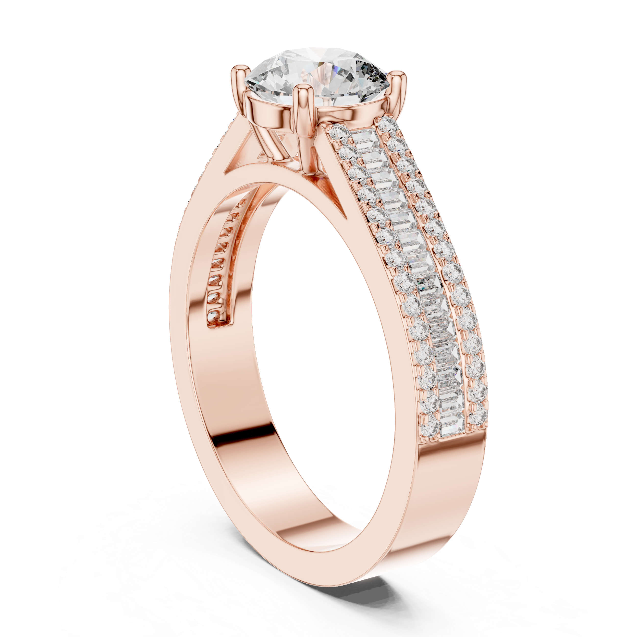 Split-Row Diamond Band Engagement Ring