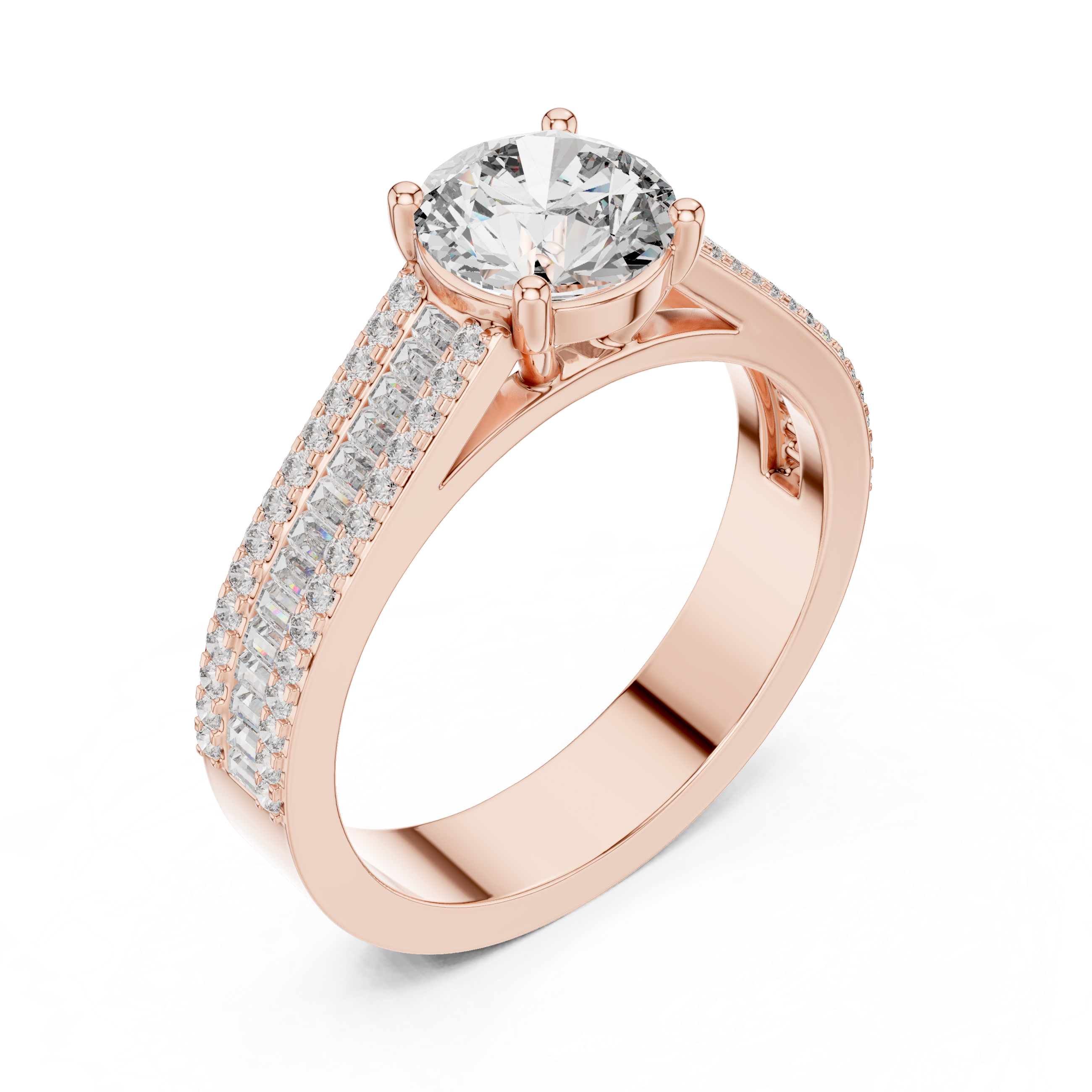 Split-Row Diamond Band Engagement Ring