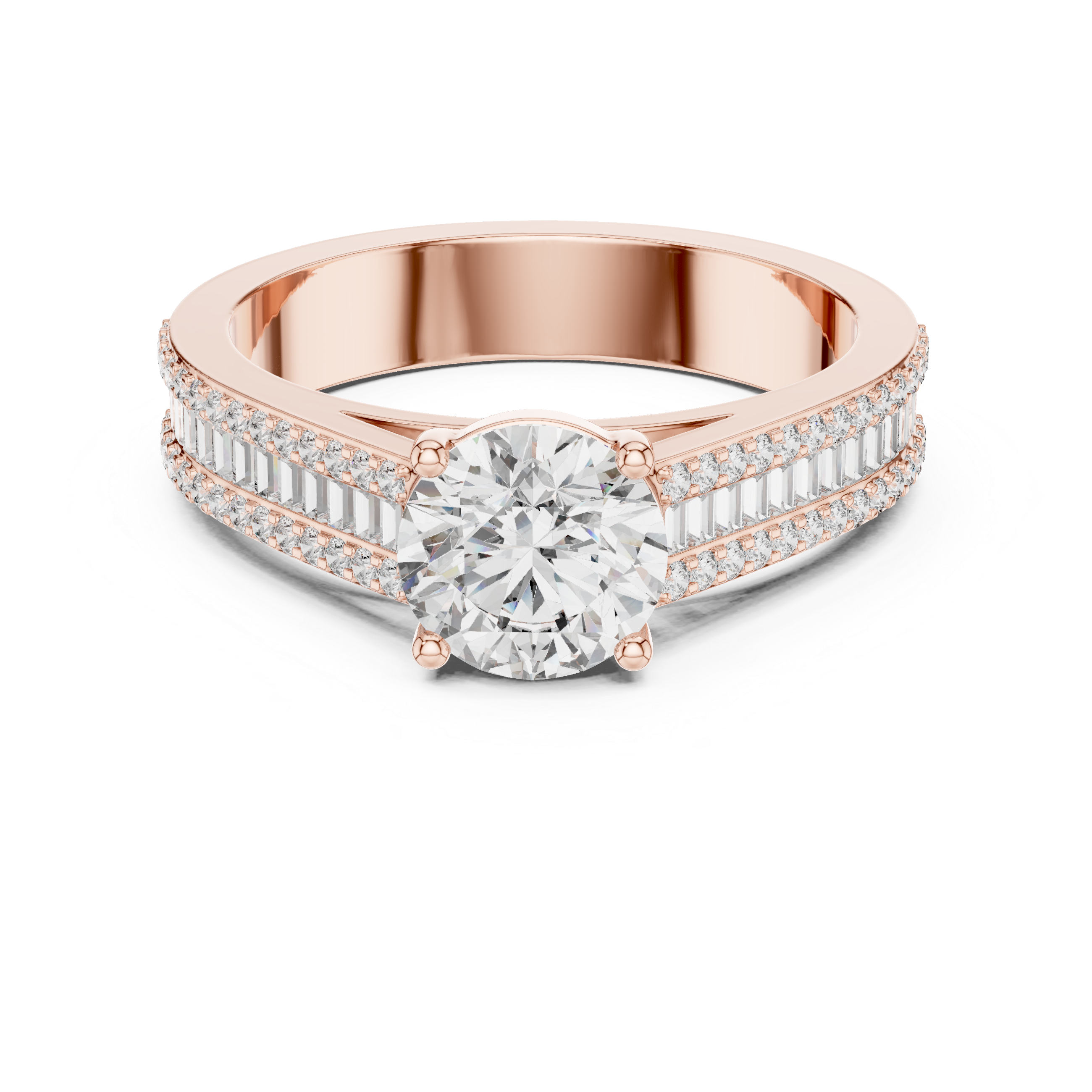 Split-Row Diamond Band Engagement Ring