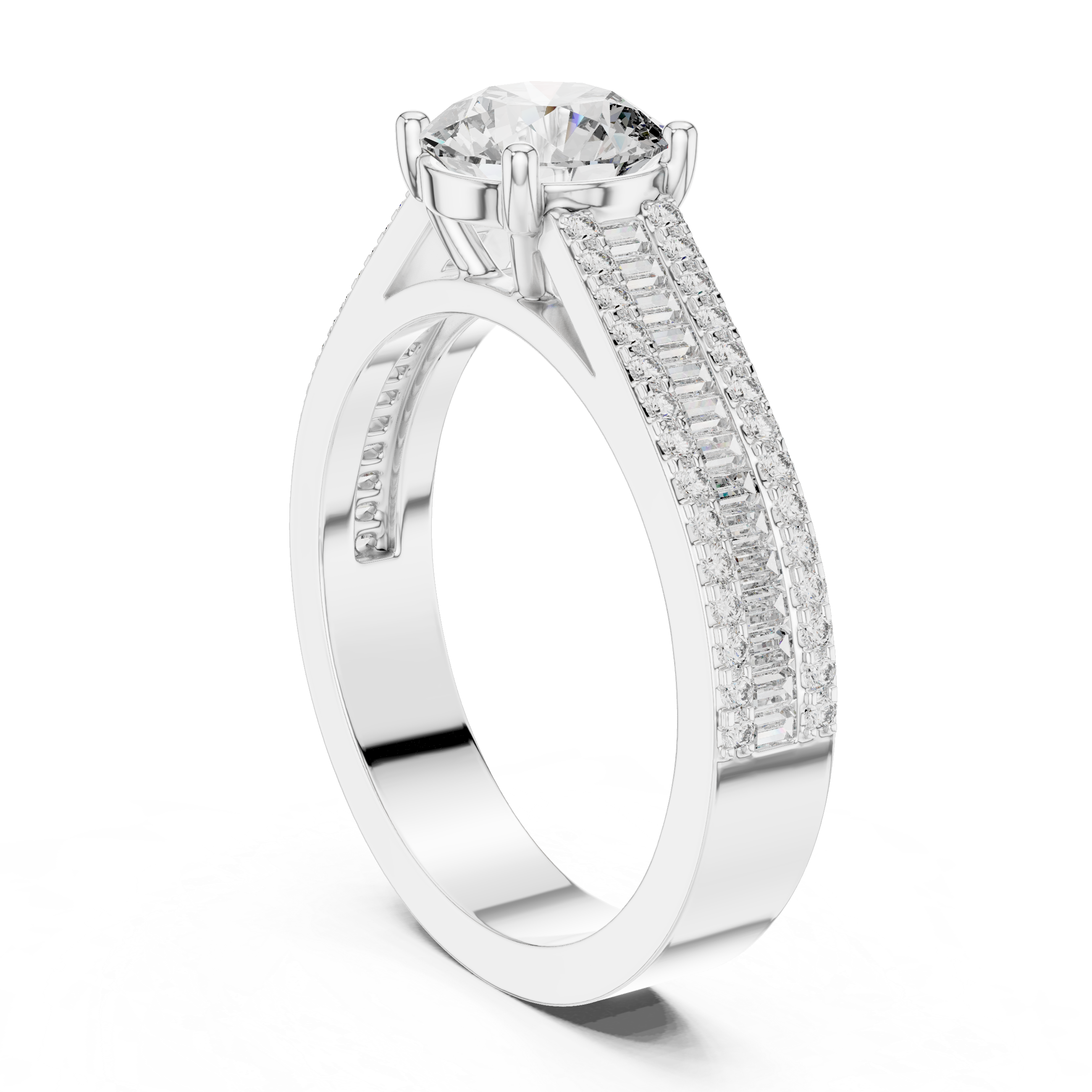 Split-Row Diamond Band Engagement Ring