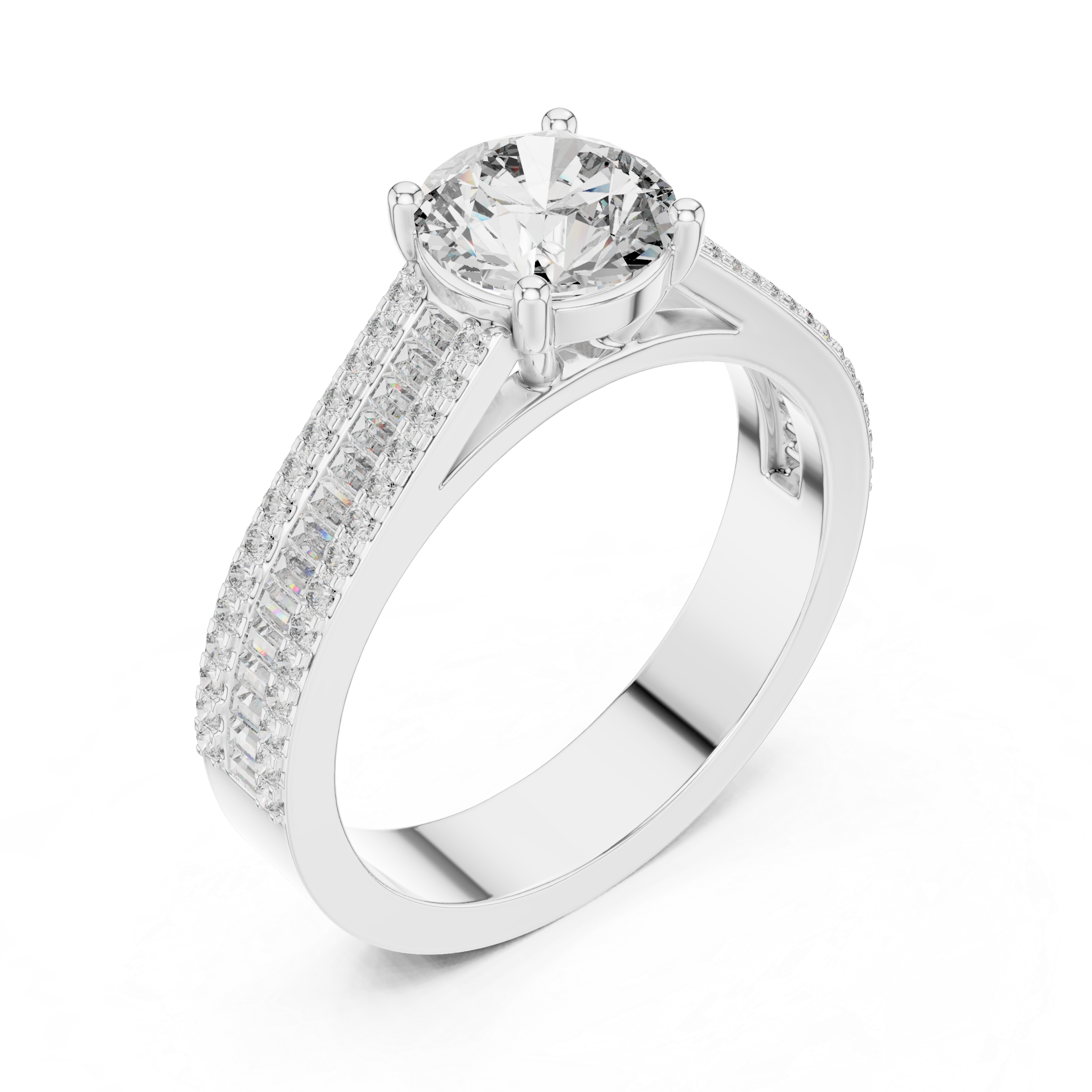 Split-Row Diamond Band Engagement Ring