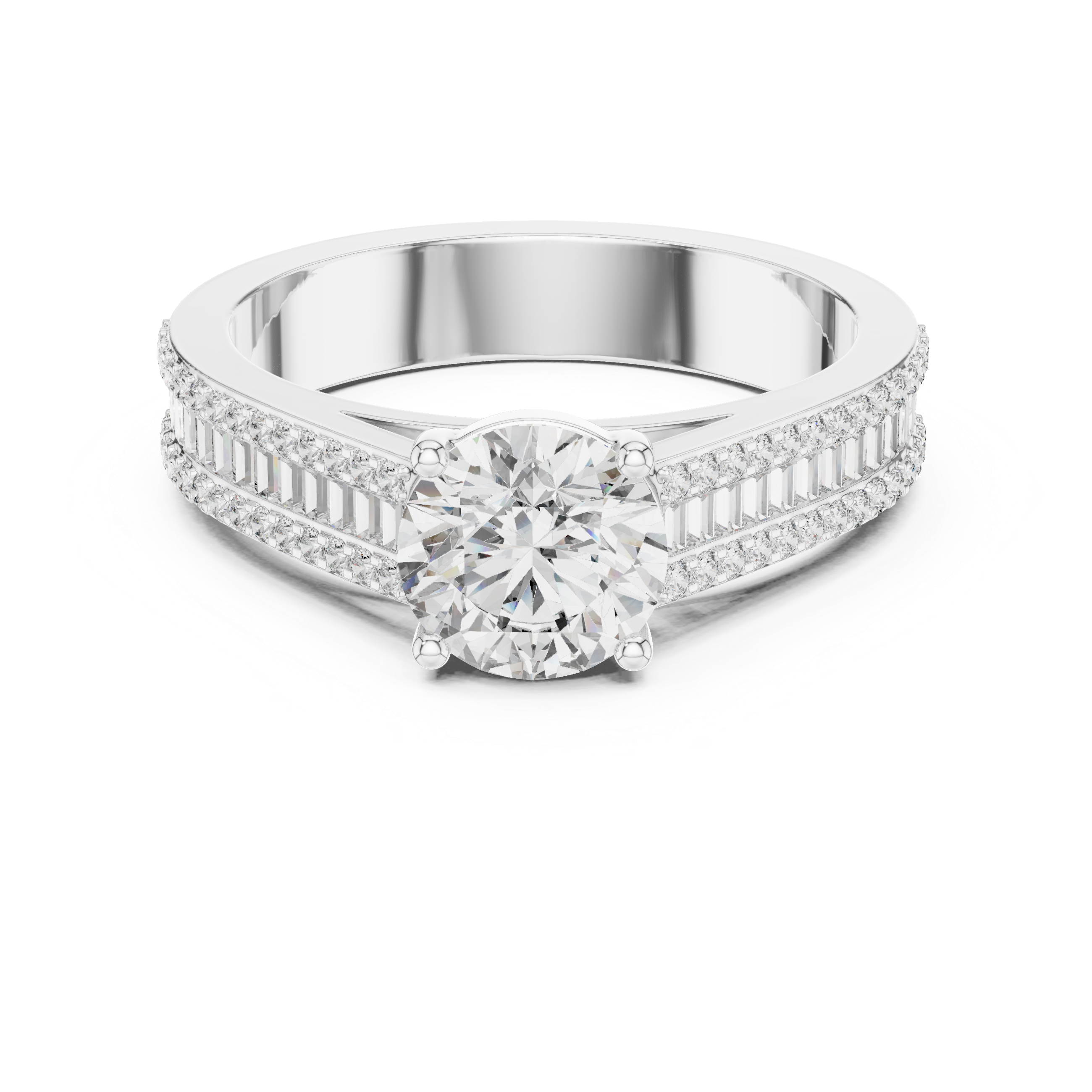 Split-Row Diamond Band Engagement Ring