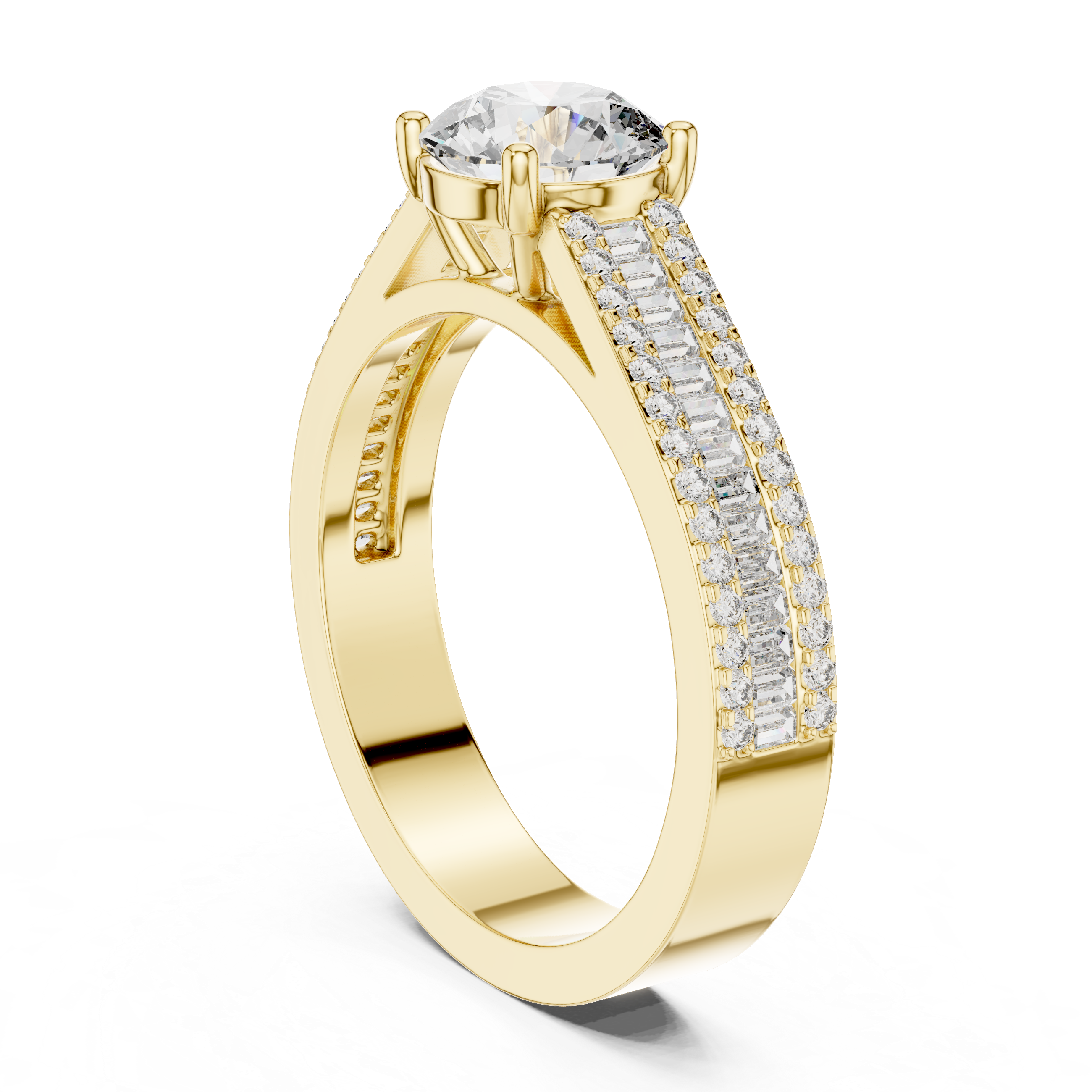 Split-Row Diamond Band Engagement Ring