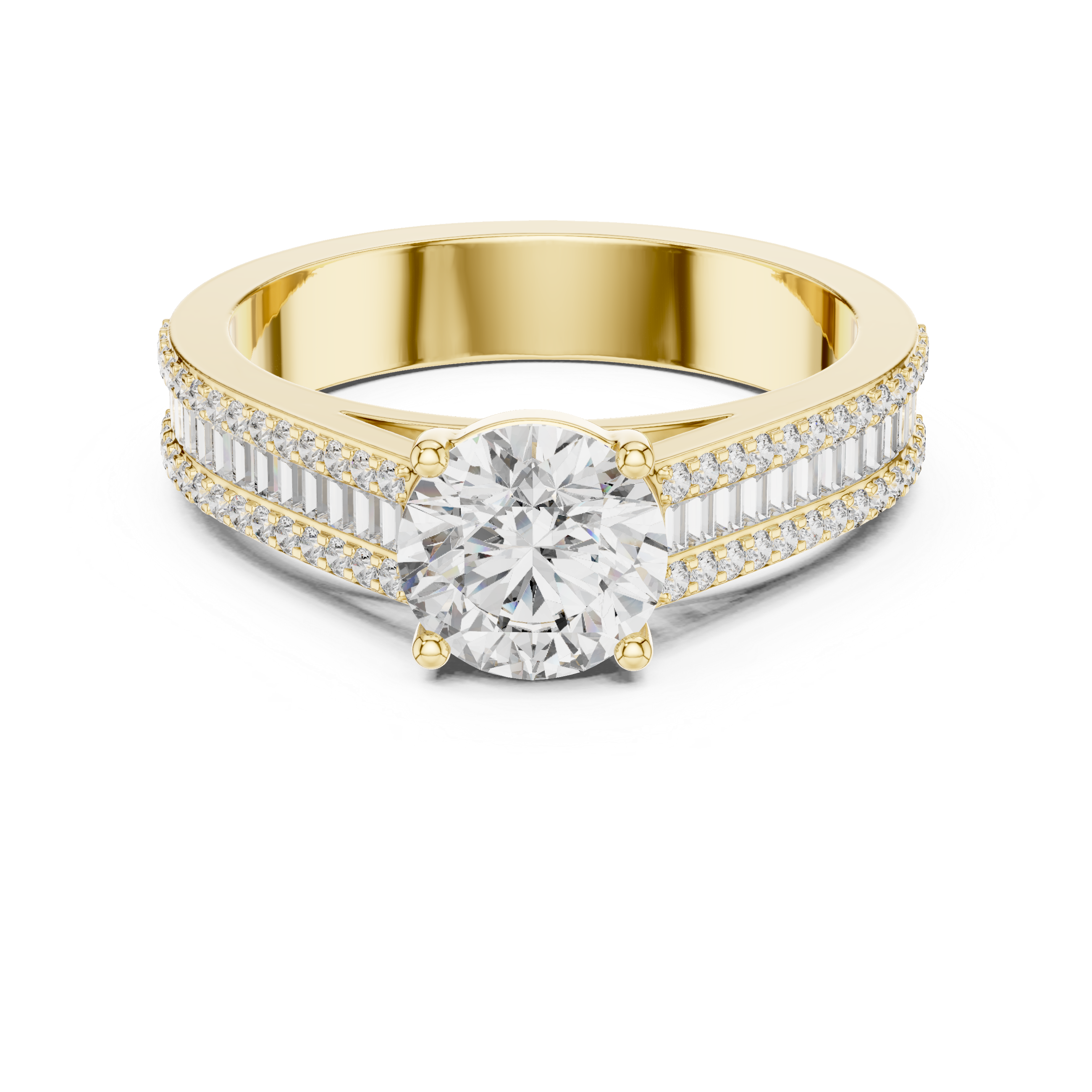 Split-Row Diamond Band Engagement Ring