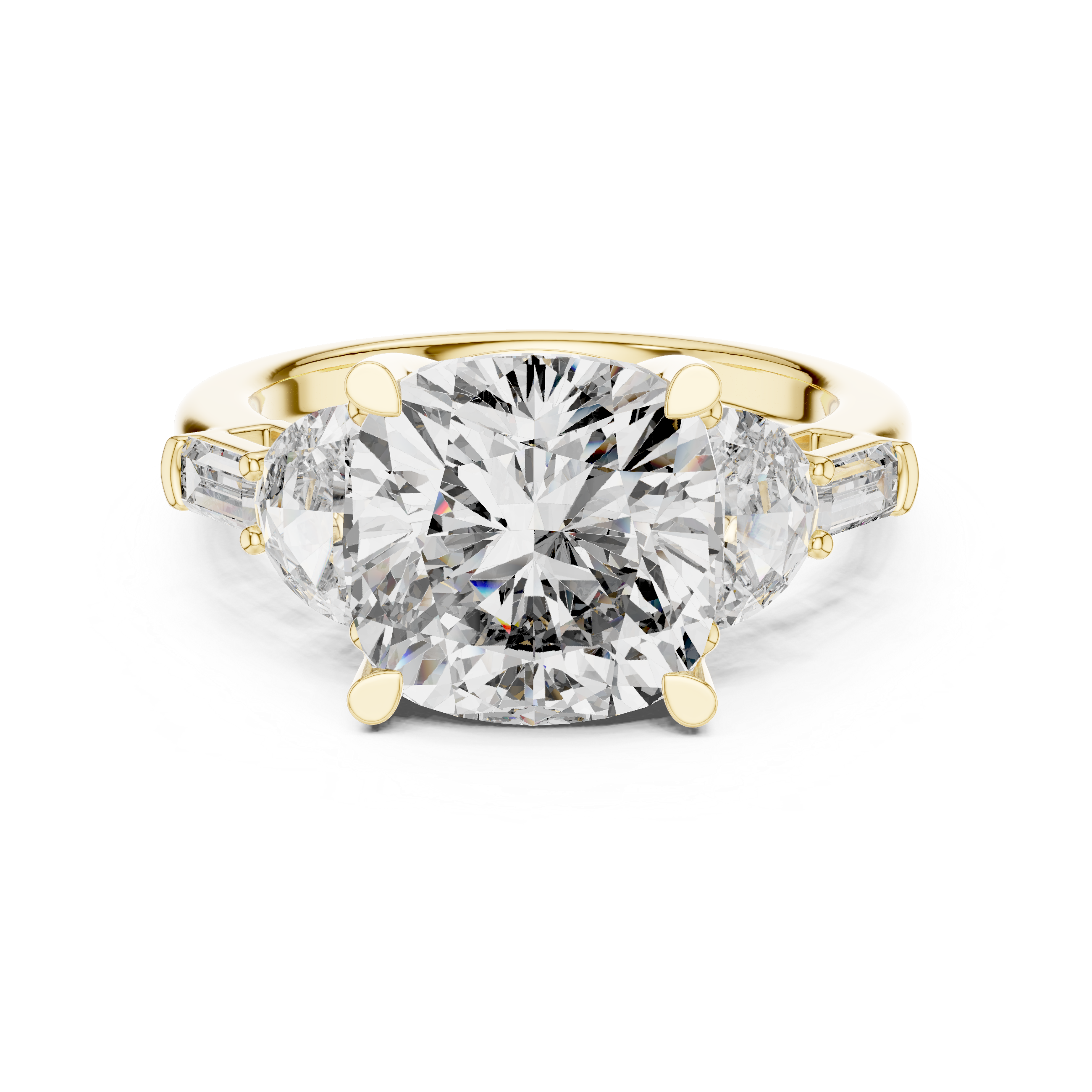 Oval Cut Diamond Three Stone Engagement Ring with Pear and Baguette Side Stones