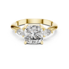 Cushion Cut Diamond Engagement Ring with Pear Side Stone