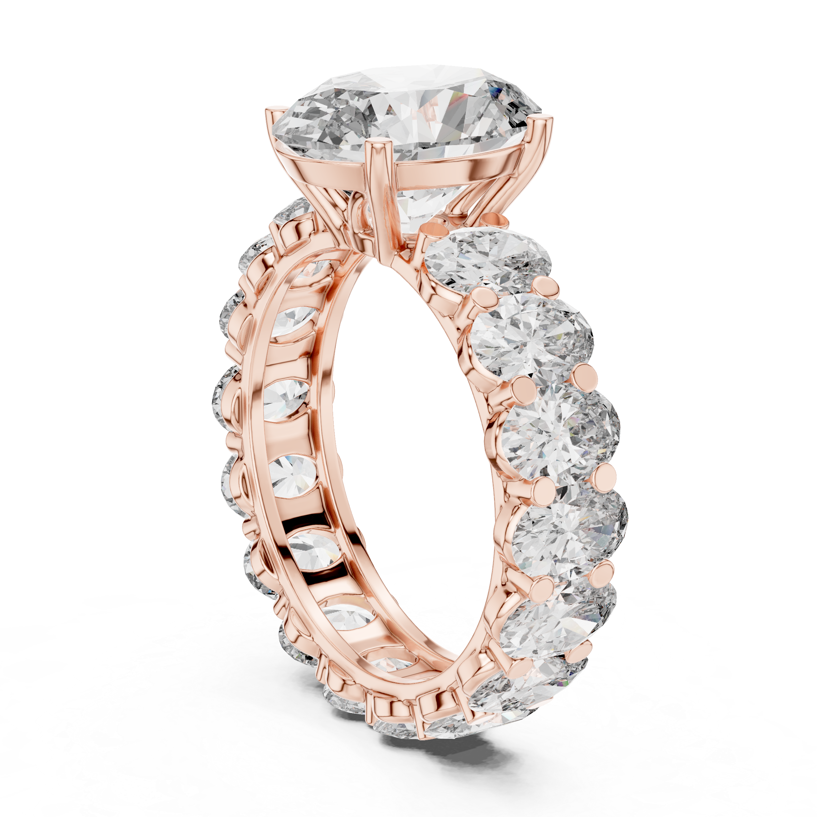 Round Cut Diamond Engagement Ring with Full Eternity Band