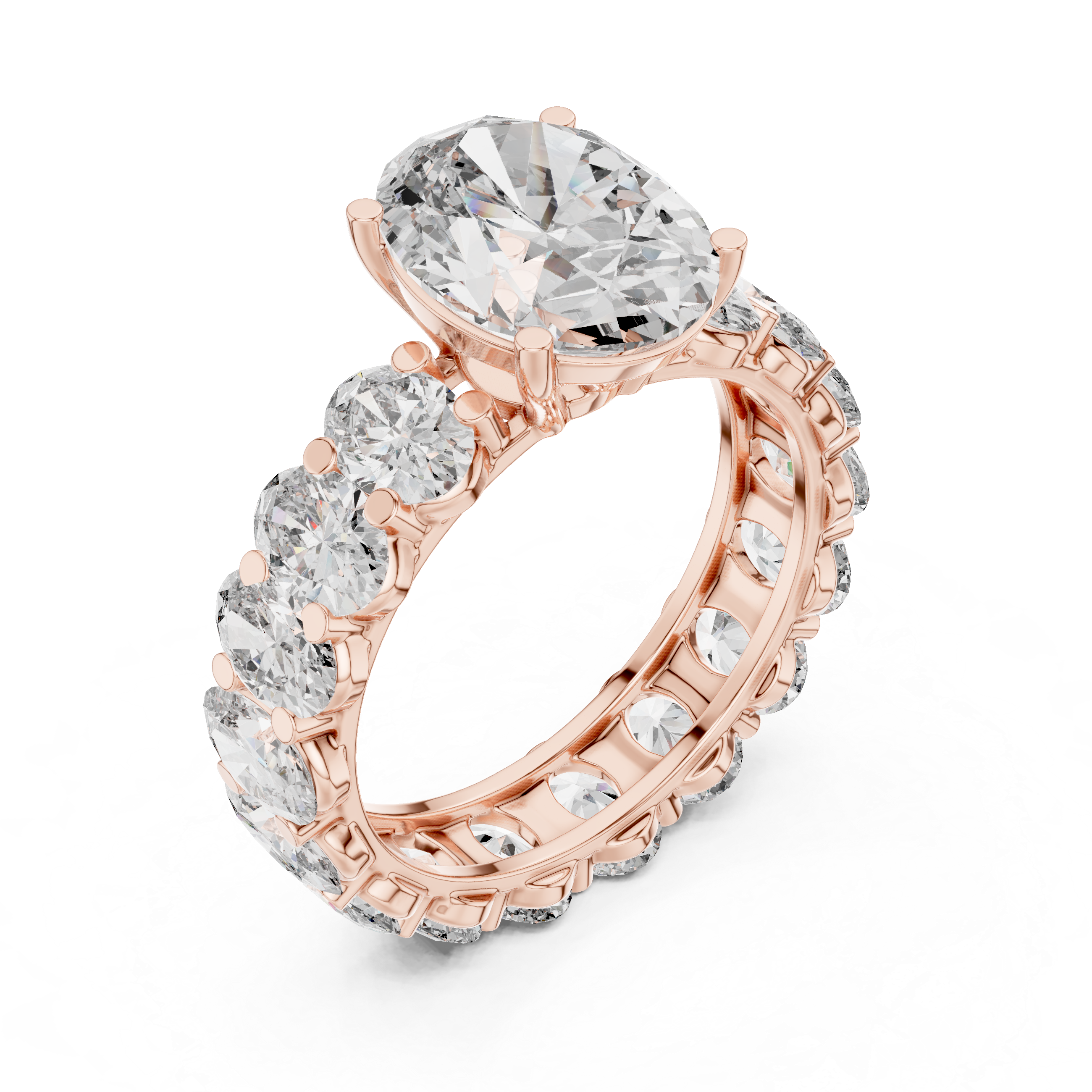 Round Cut Diamond Engagement Ring with Full Eternity Band