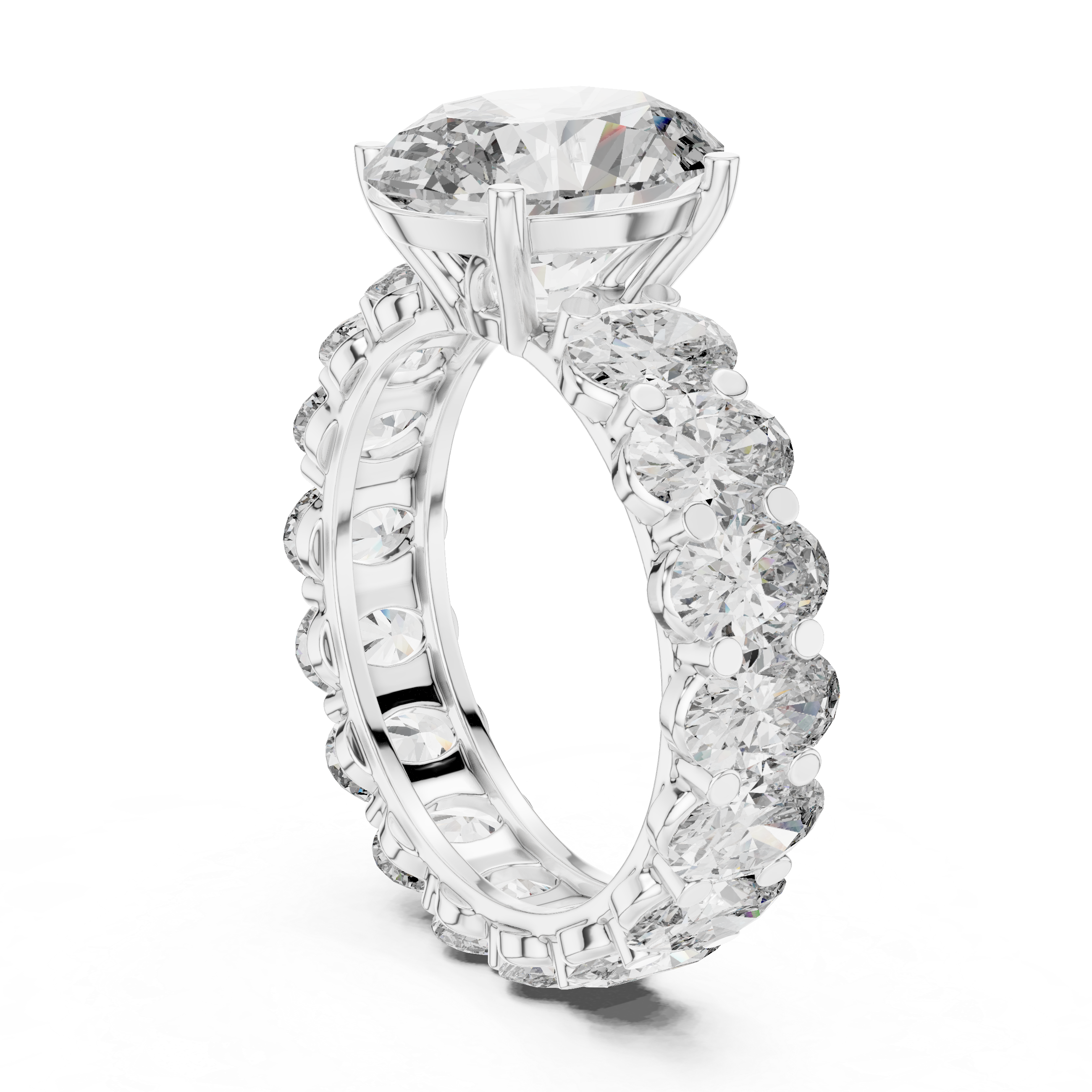 Round Cut Diamond Engagement Ring with Full Eternity Band
