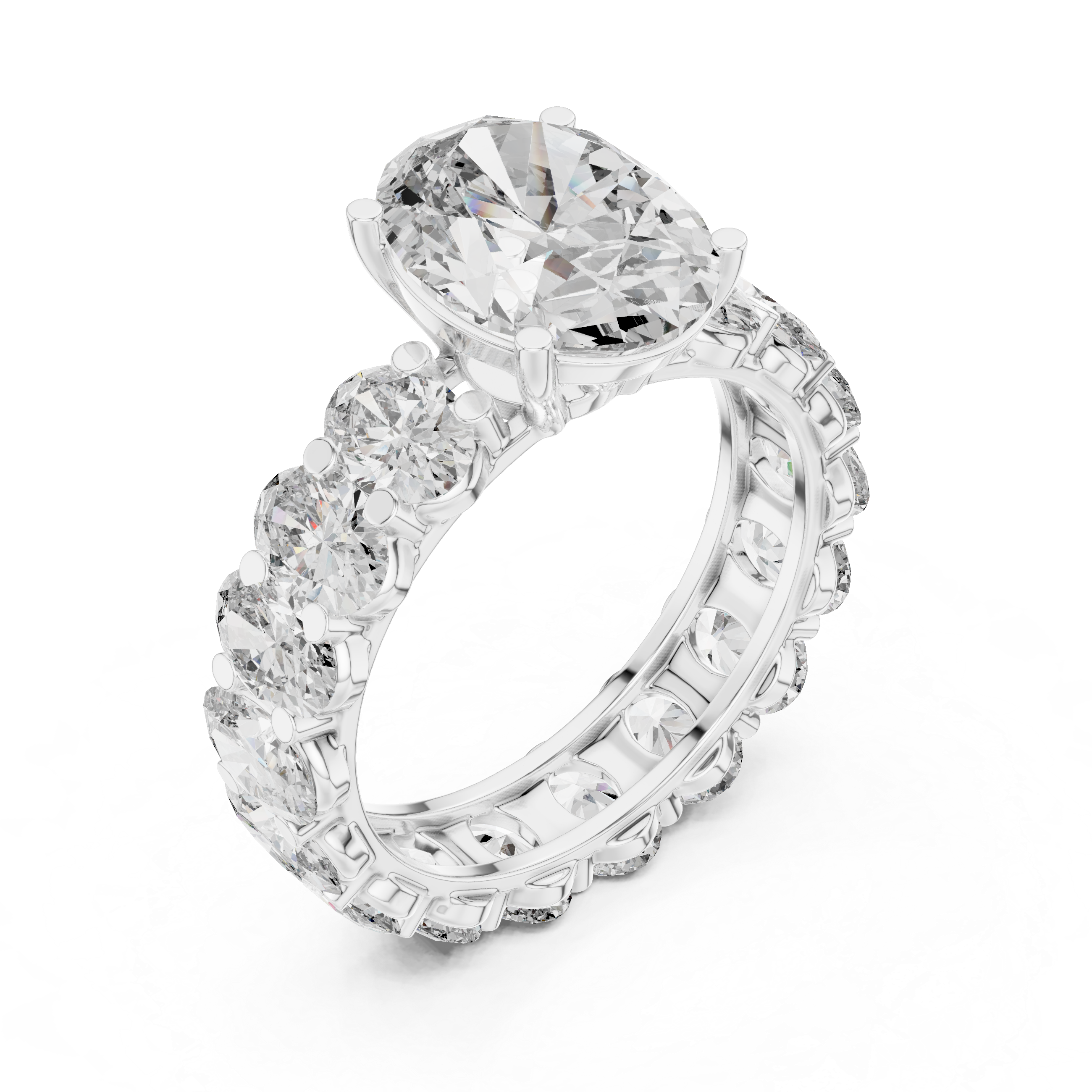 Round Cut Diamond Engagement Ring with Full Eternity Band