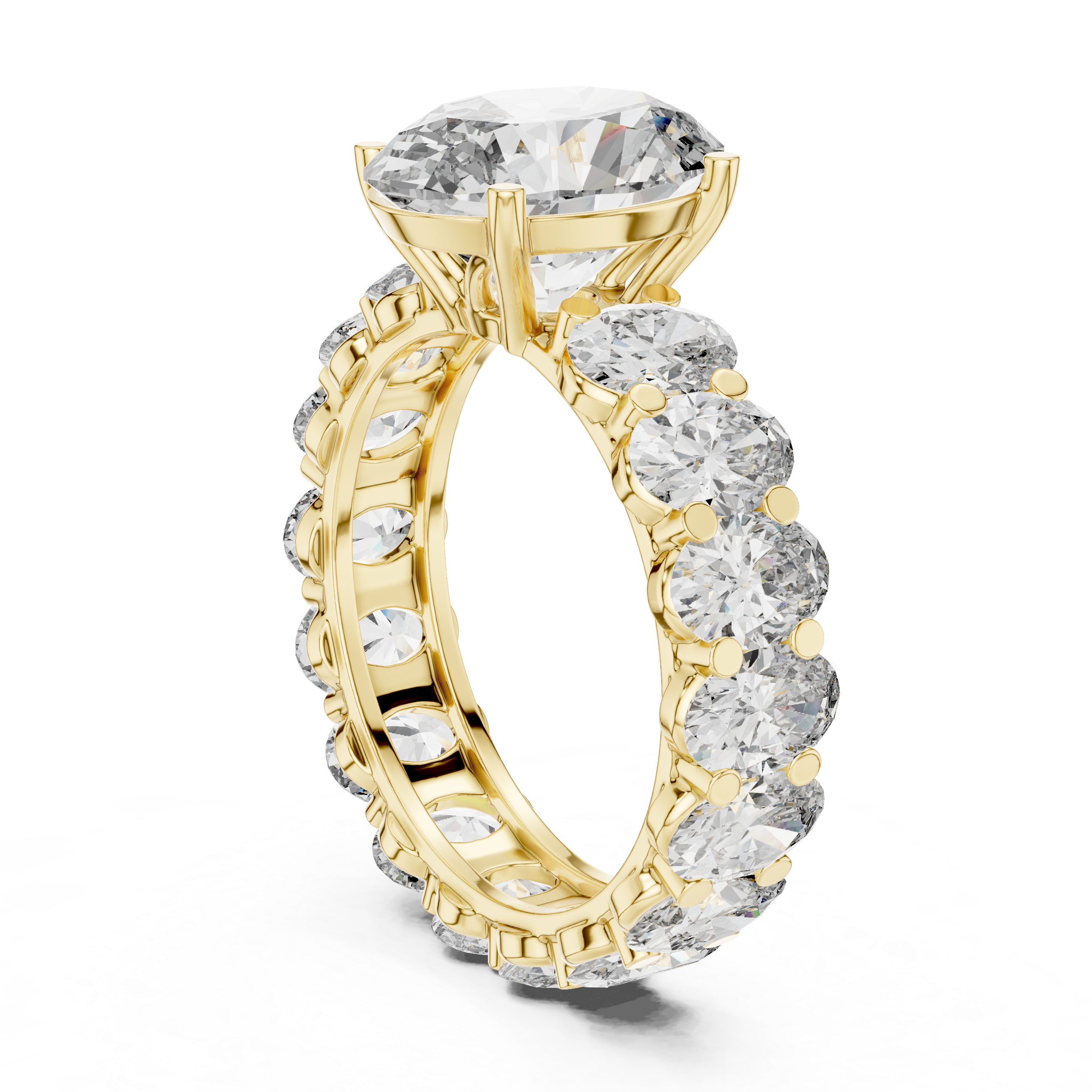Round Cut Diamond Engagement Ring with Full Eternity Band