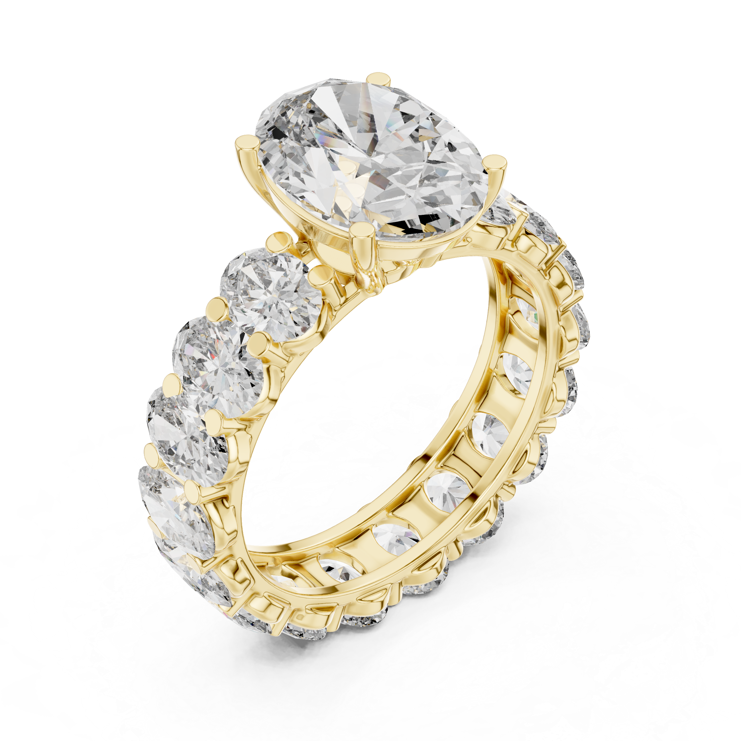 Round Cut Diamond Engagement Ring with Full Eternity Band