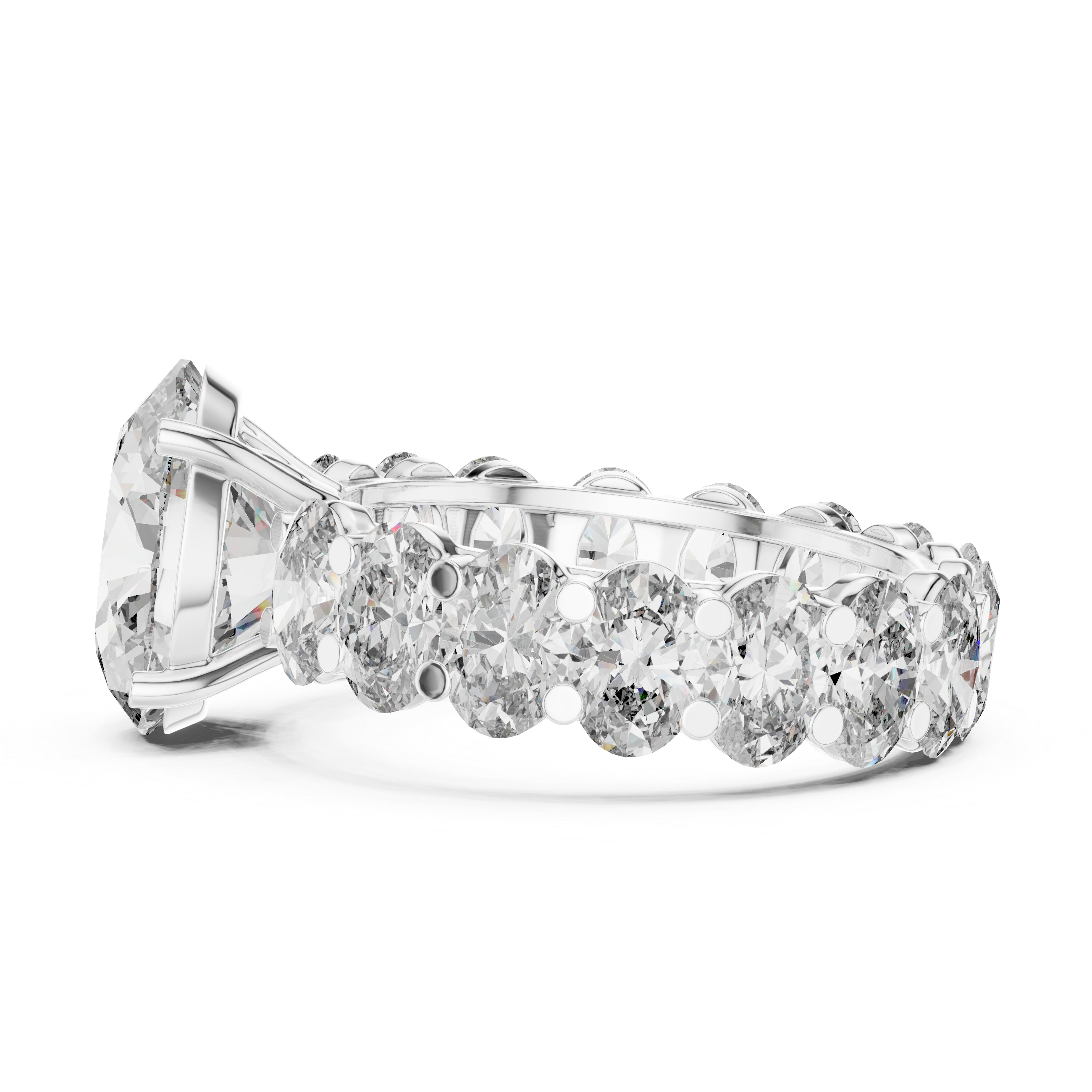 Round Cut Diamond Engagement Ring with Full Eternity Band