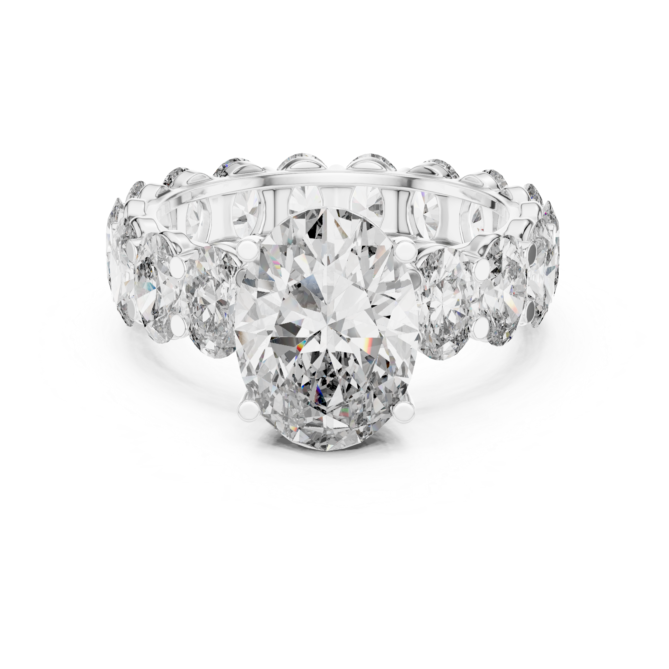 Round Cut Diamond Engagement Ring with Full Eternity Band