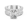 Emerald Cut Diamond Engagement Ring with Triple Row Round and Baguette Accents