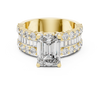 Emerald Cut Diamond Engagement Ring with Triple Row Round and Baguette Accents