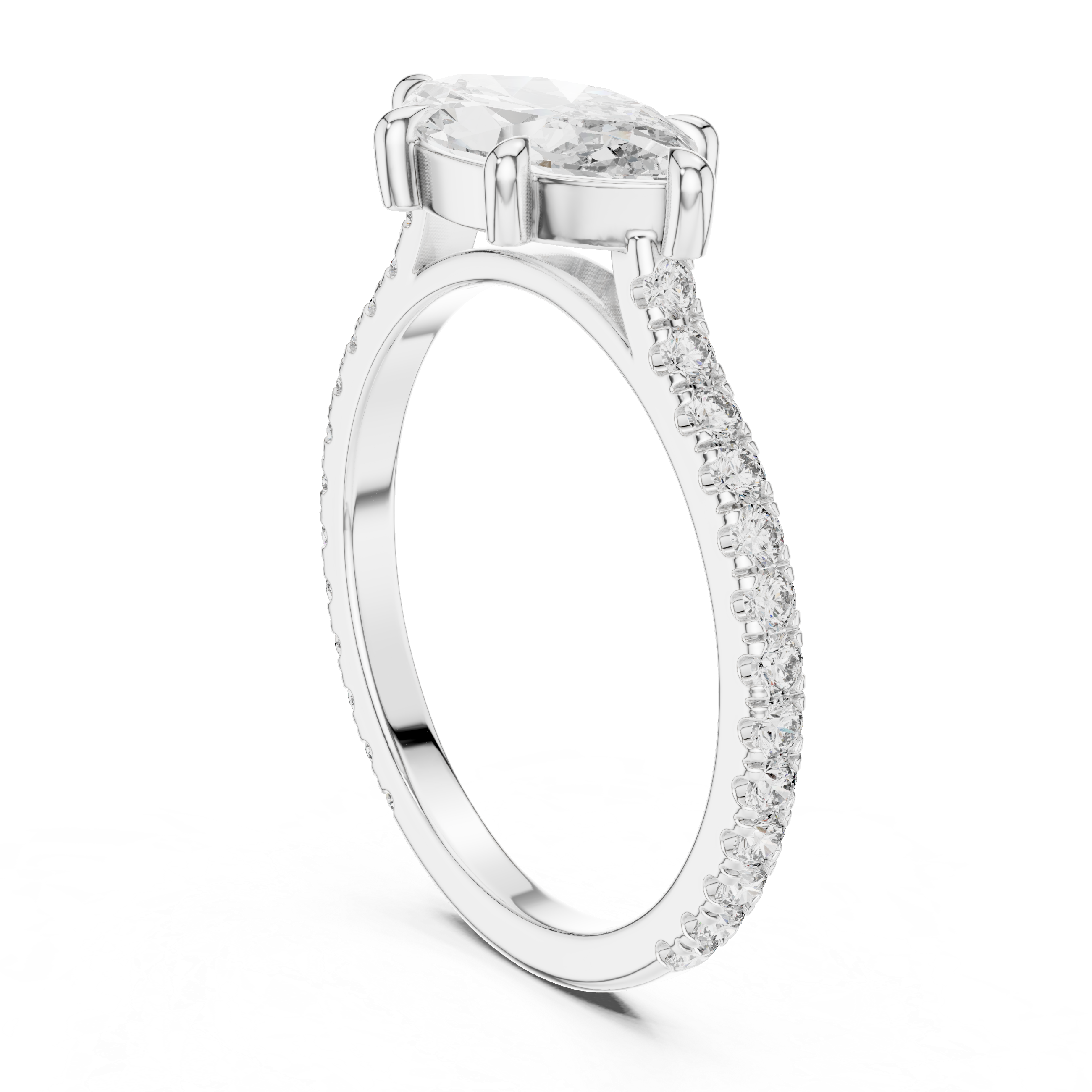 Marquise Cut Diamond Engagement Ring with Pav‚ Band