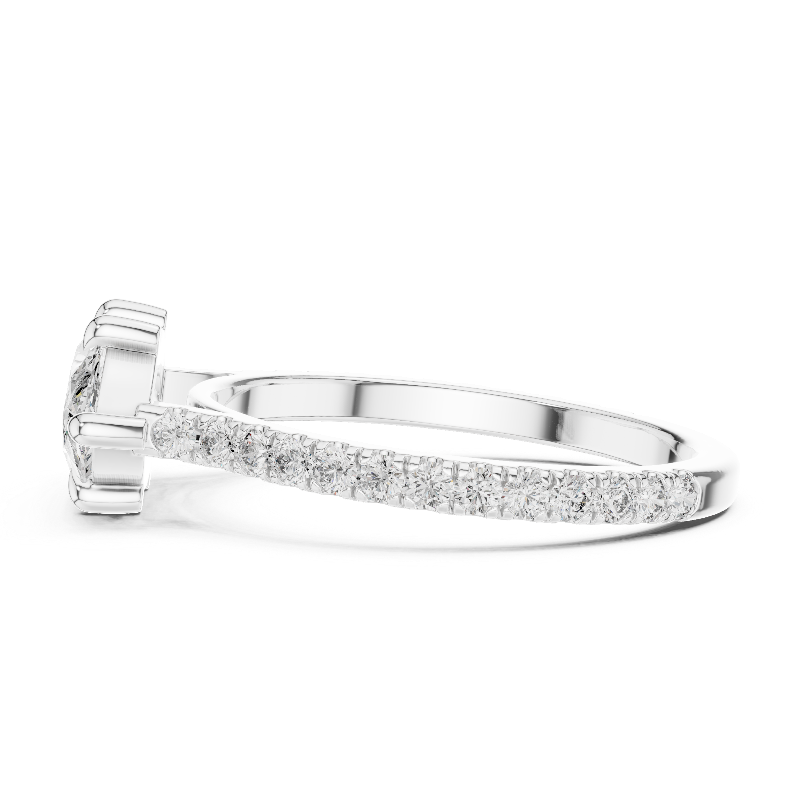 Marquise Cut Diamond Engagement Ring with Pav‚ Band