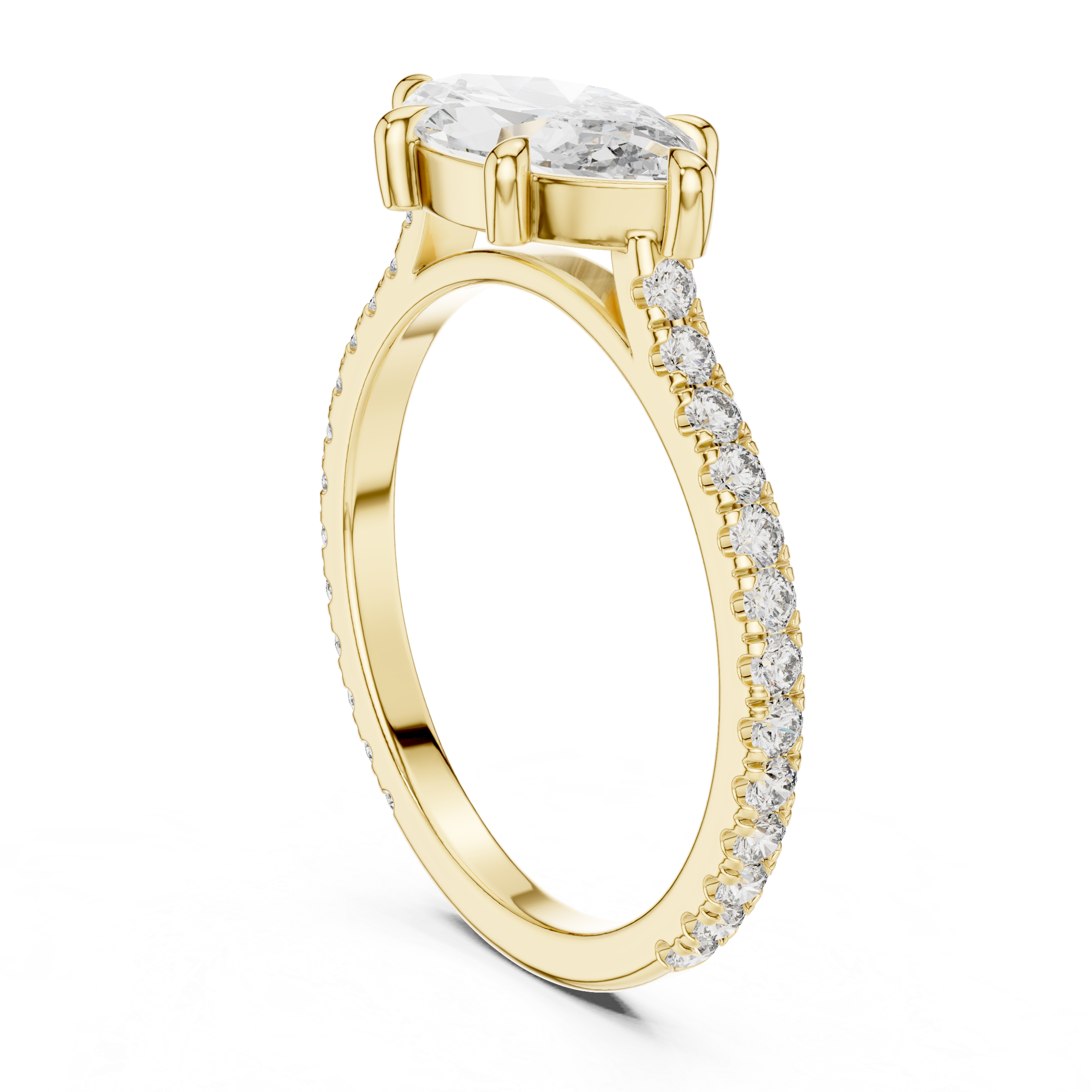 Marquise Cut Diamond Engagement Ring with Pav‚ Band
