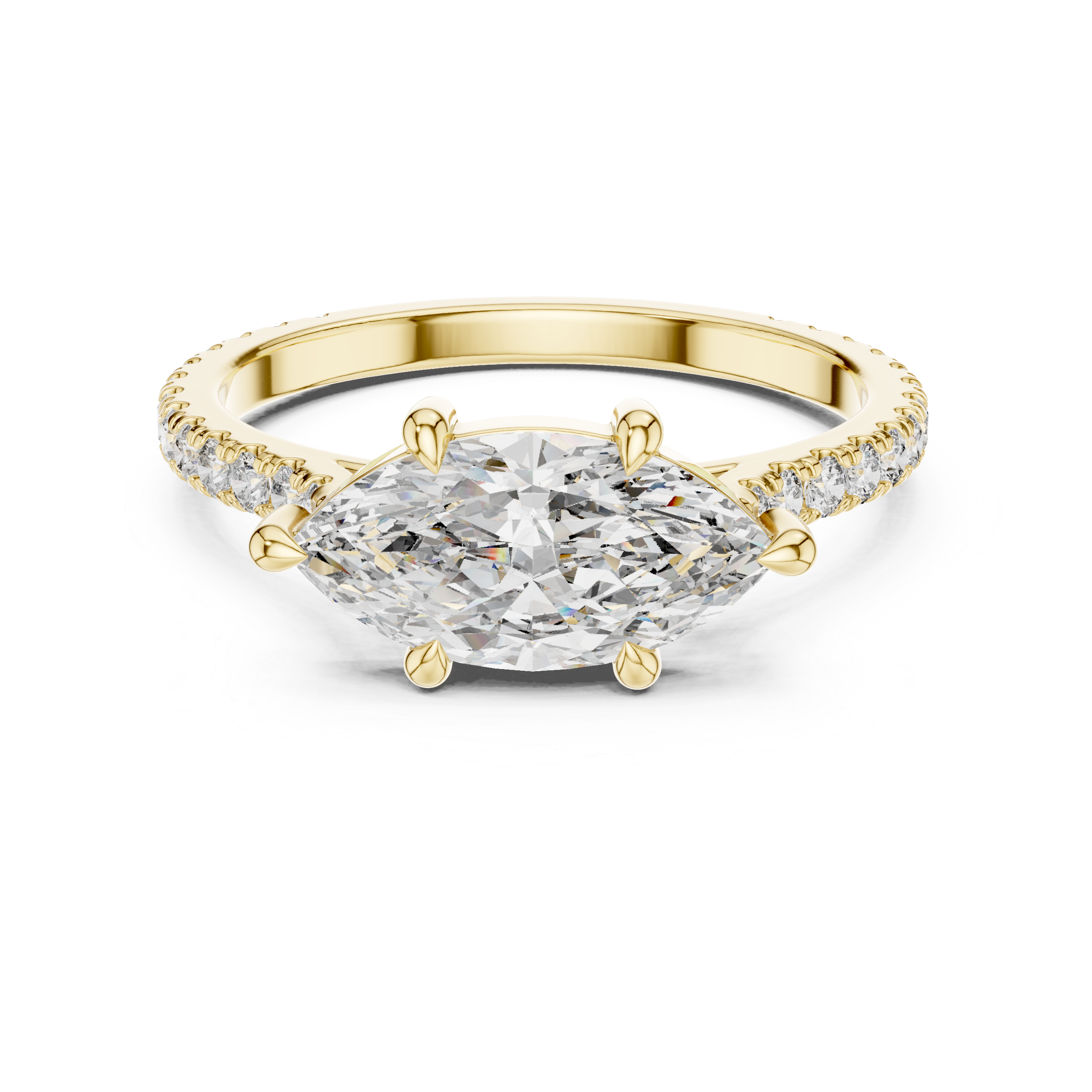 Marquise Cut Diamond Engagement Ring with Pav‚ Band