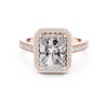 Emerald Cut Diamond Halo Engagement Ring with Pav‚ Band