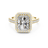 Emerald Cut Diamond Halo Engagement Ring with Pav‚ Band