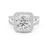 Round Cut Diamond Halo Engagement Ring with Split Shank Pav‚ Band