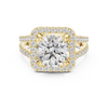 Round Cut Diamond Halo Engagement Ring with Split Shank Pav‚ Band