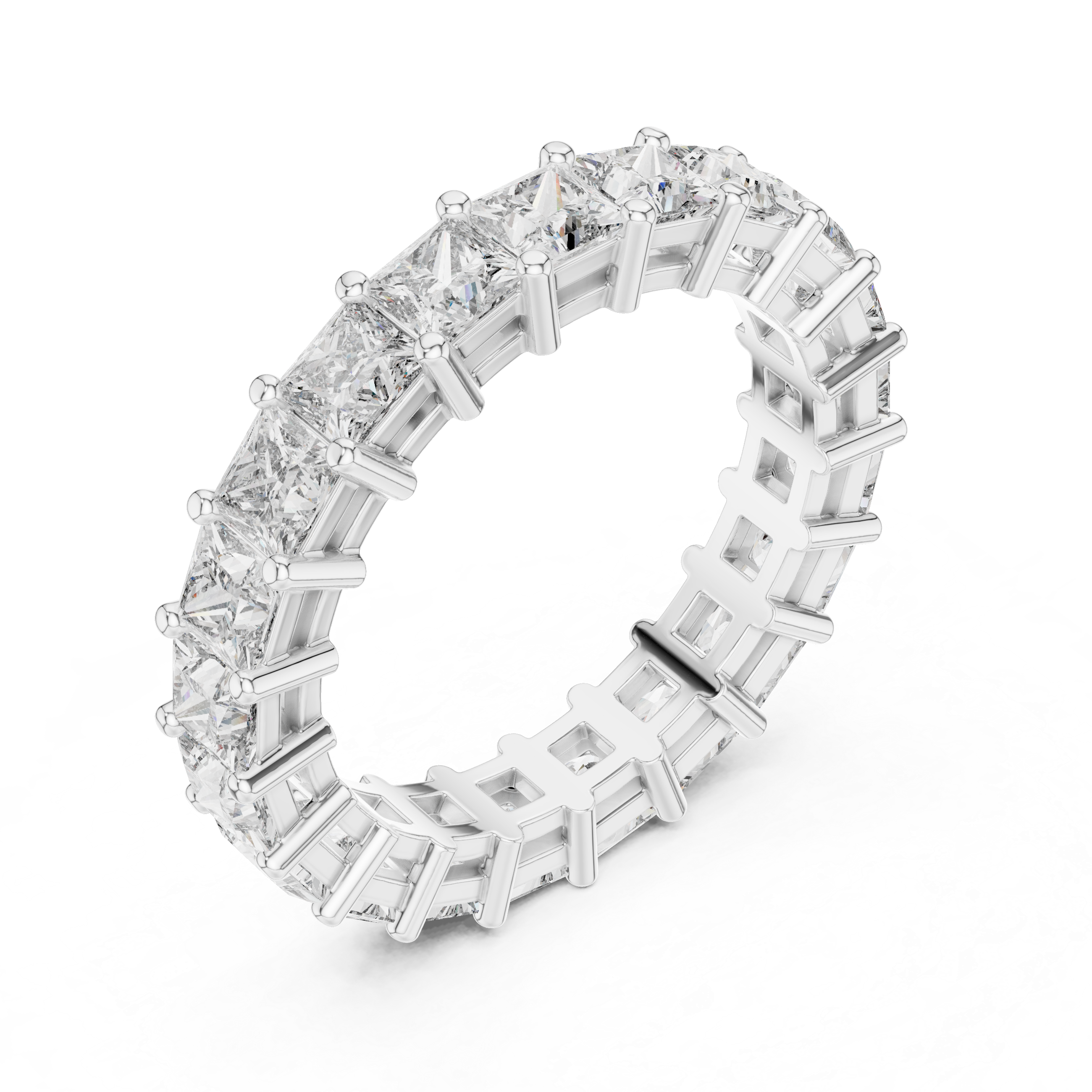 Eternity Band with Princess-Cut Diamonds in Prong Setting