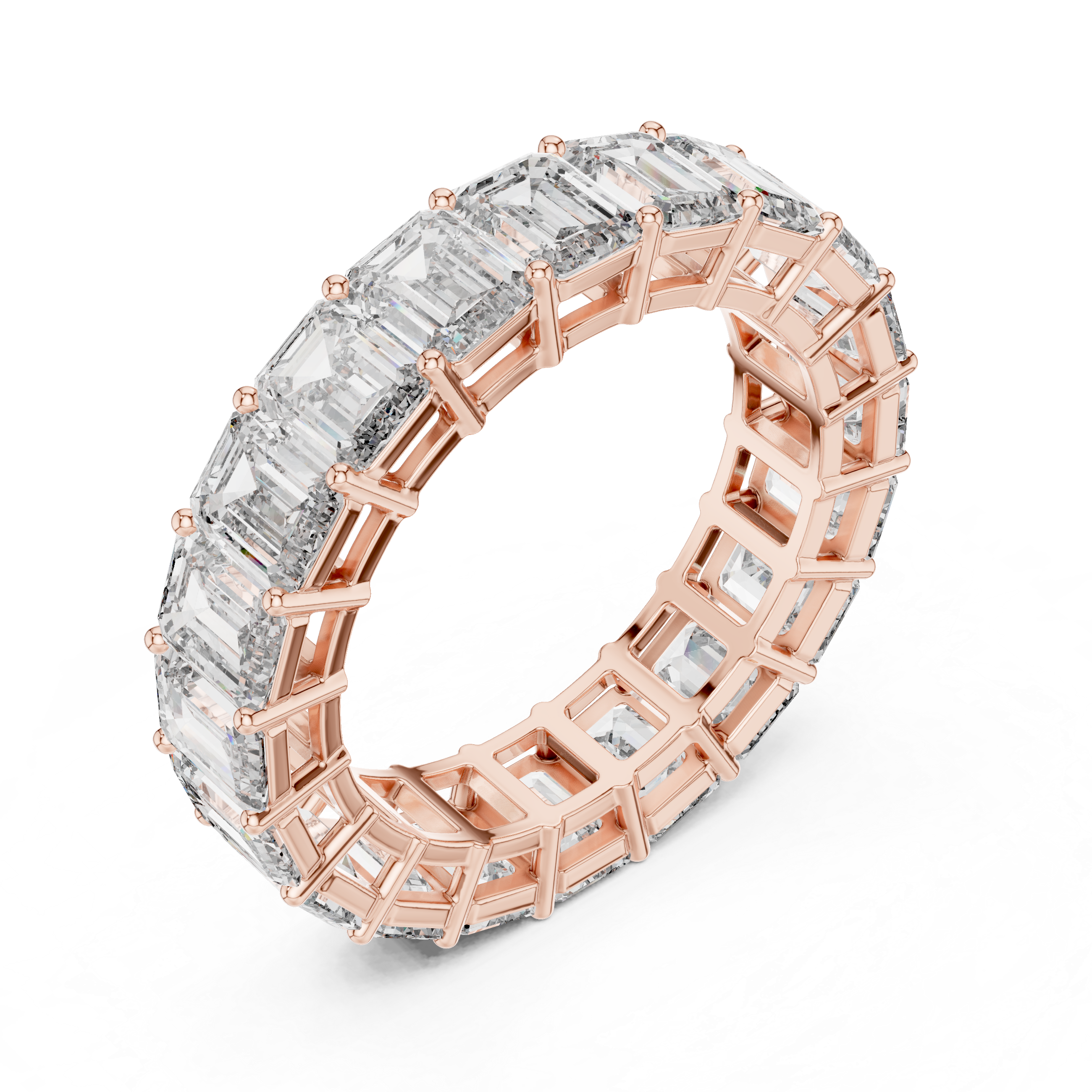 Eternity Band with Emerald-Cut Diamonds in Prong Setting
