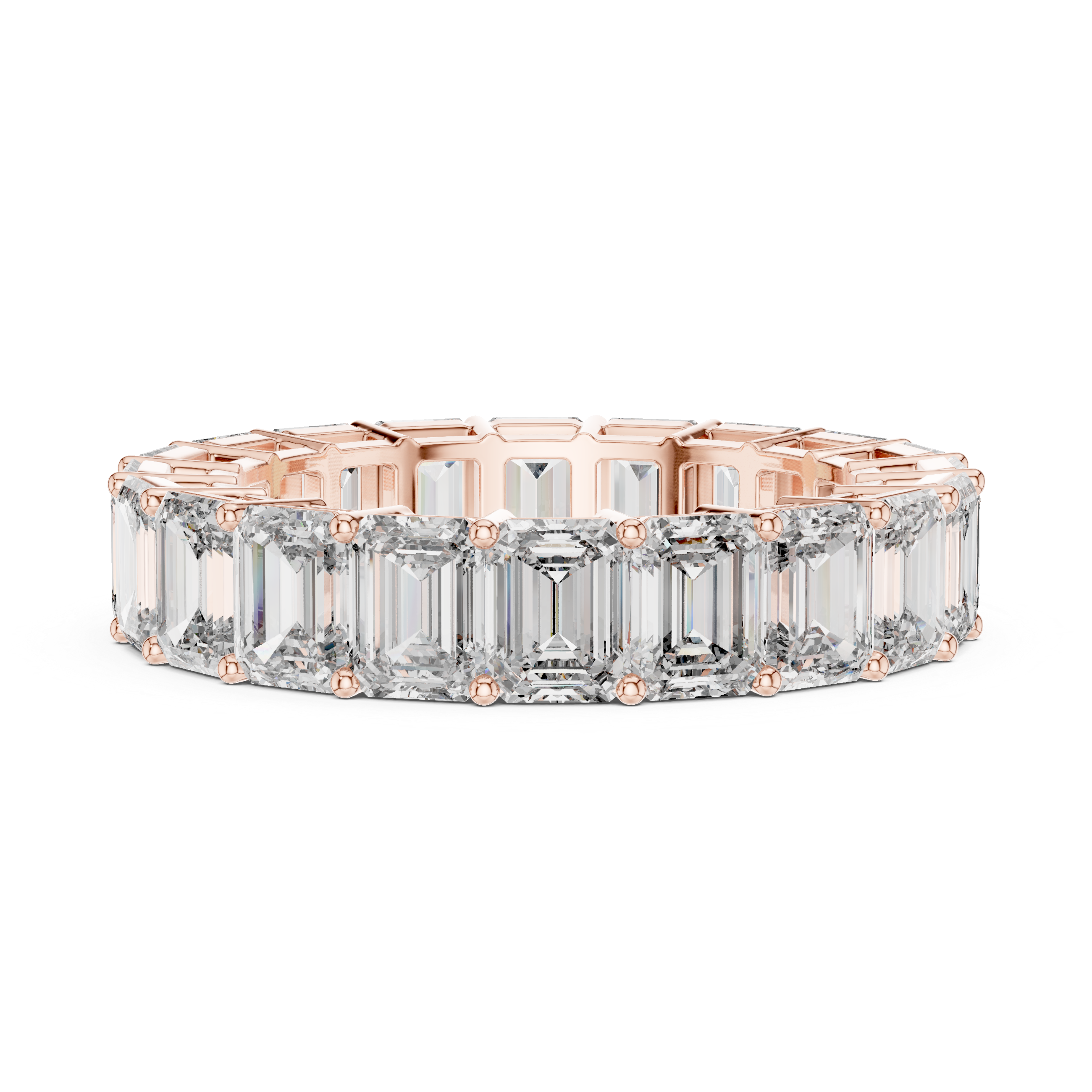 Eternity Band with Emerald-Cut Diamonds in Prong Setting