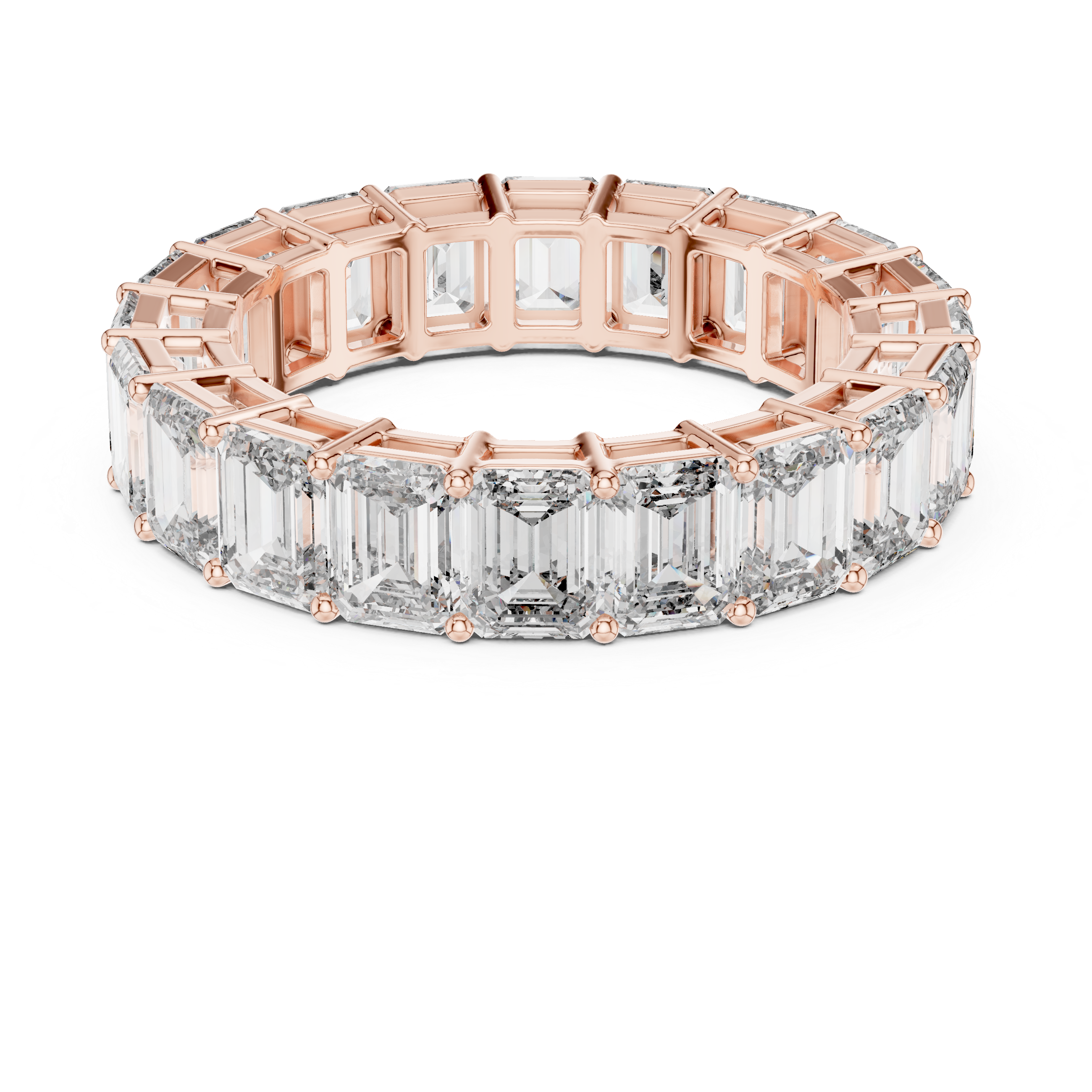 Eternity Band with Emerald-Cut Diamonds in Prong Setting