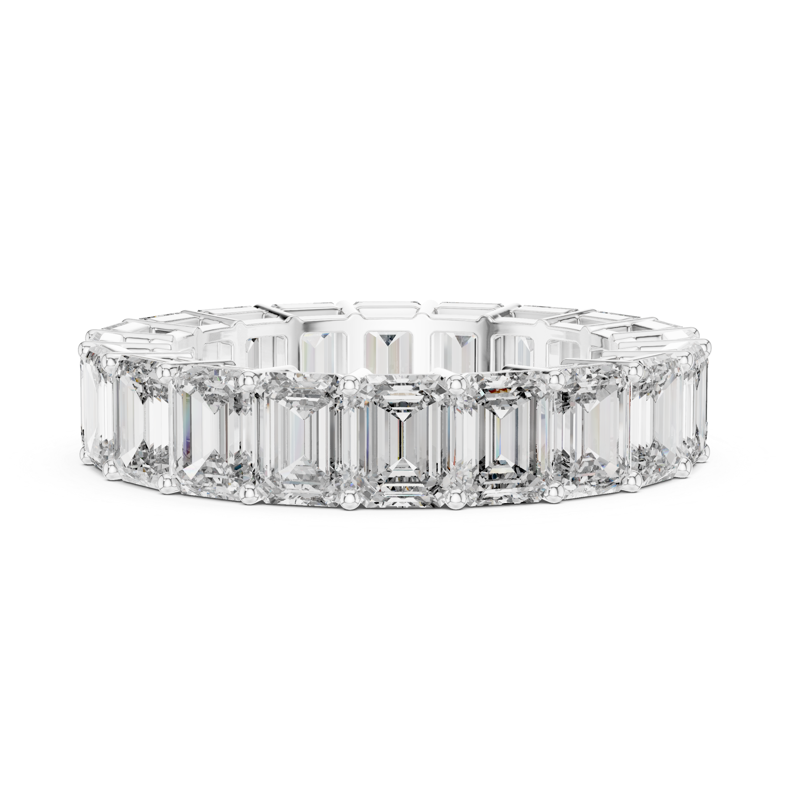 Eternity Band with Emerald-Cut Diamonds in Prong Setting
