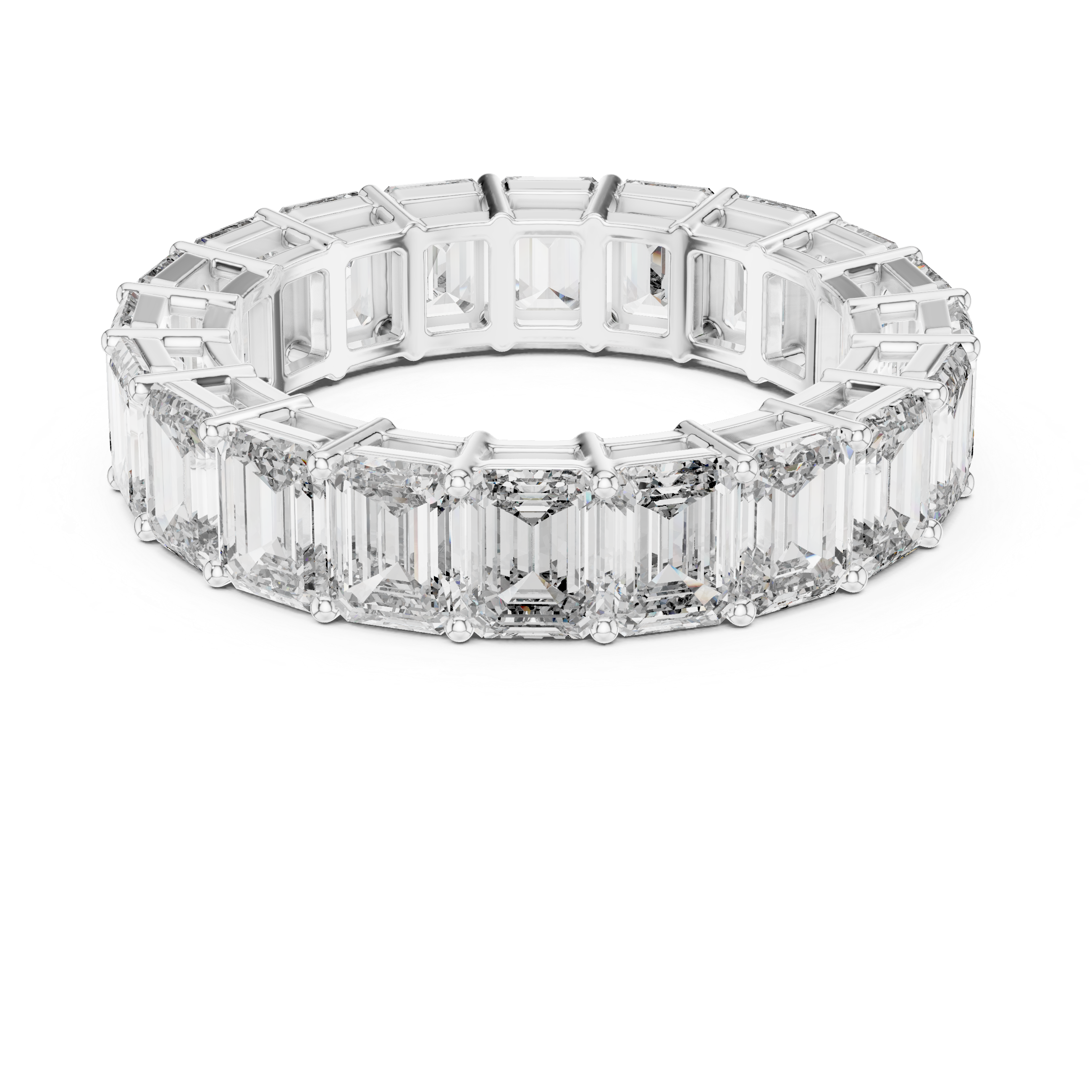 Eternity Band with Emerald-Cut Diamonds in Prong Setting