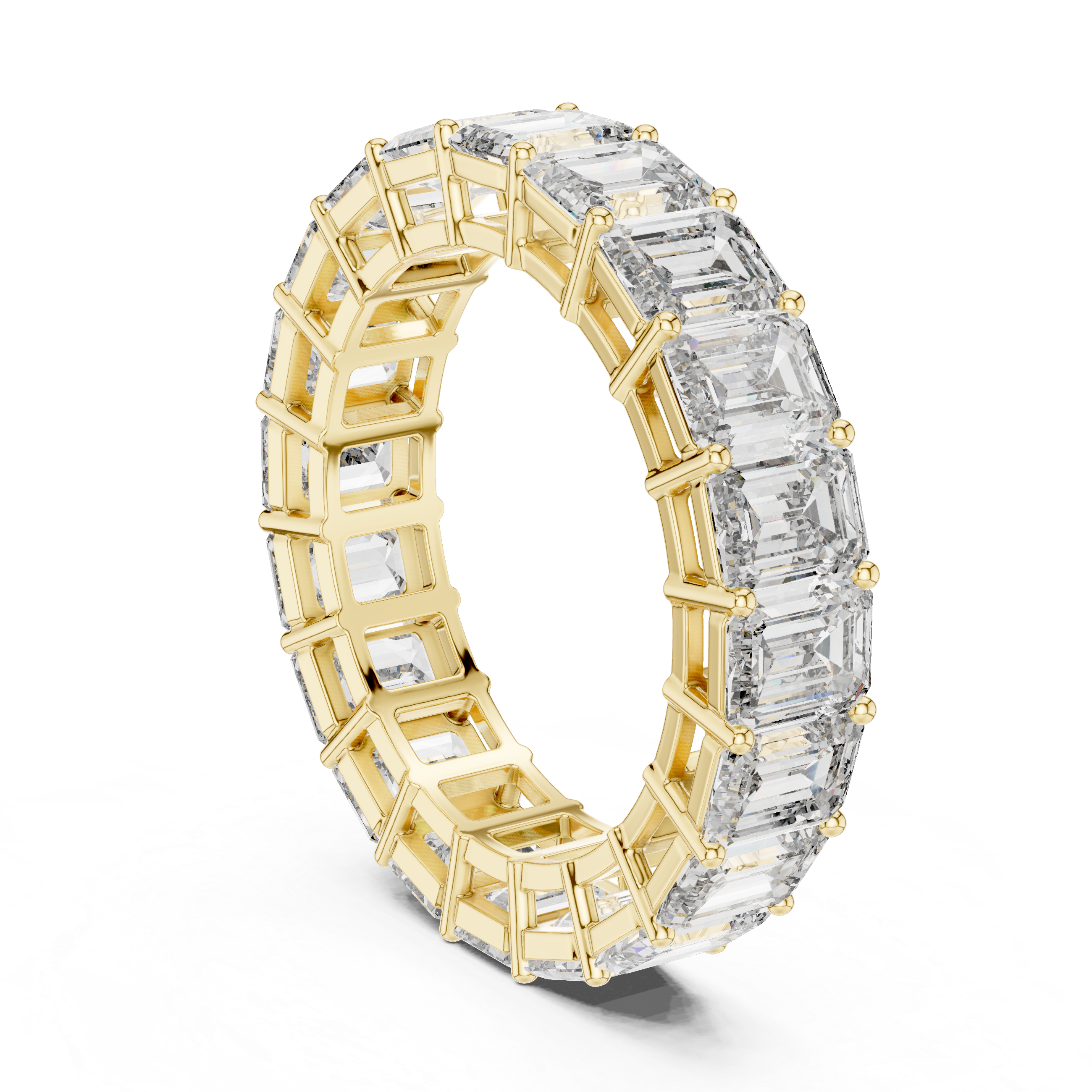 Eternity Band with Emerald-Cut Diamonds in Prong Setting