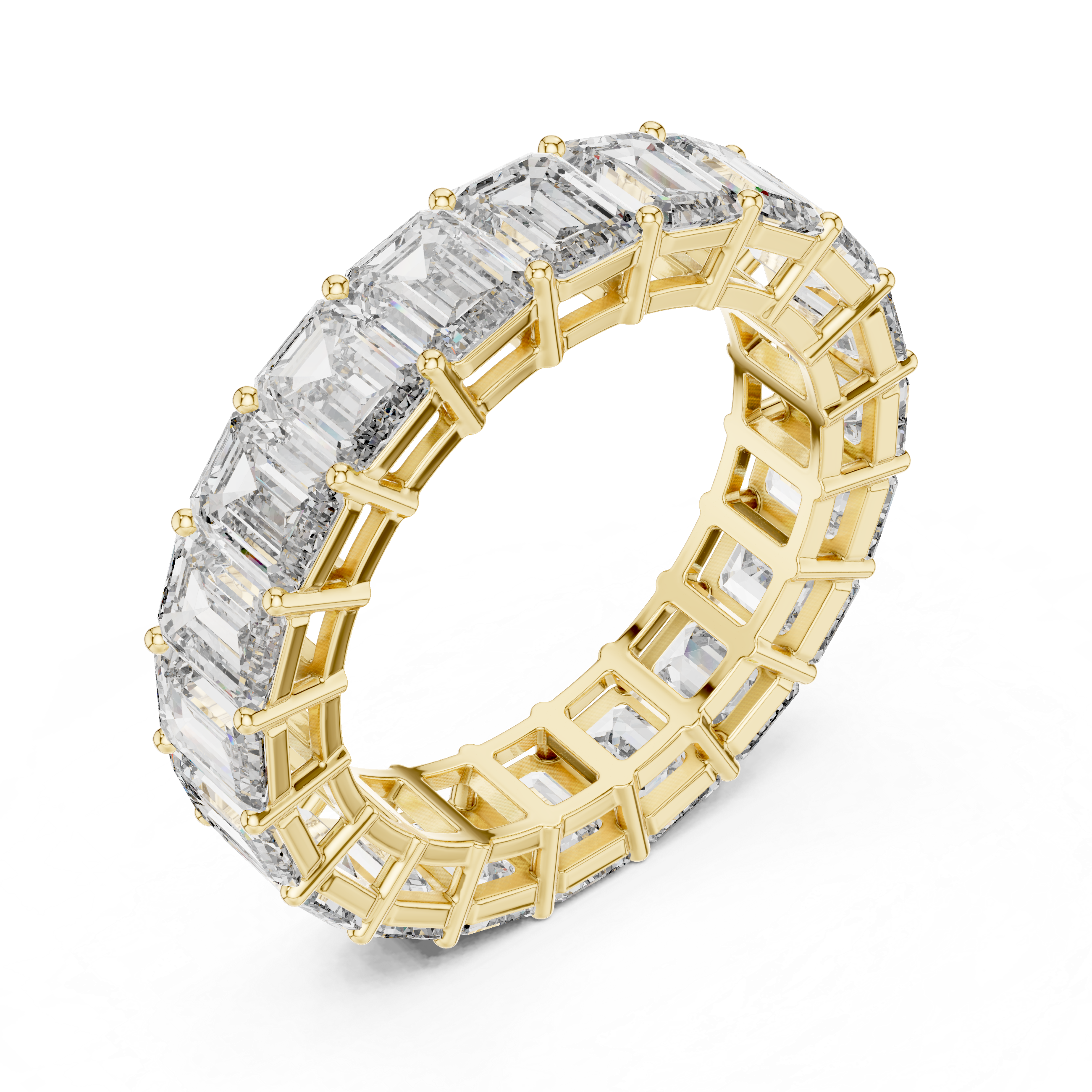 Eternity Band with Emerald-Cut Diamonds in Prong Setting
