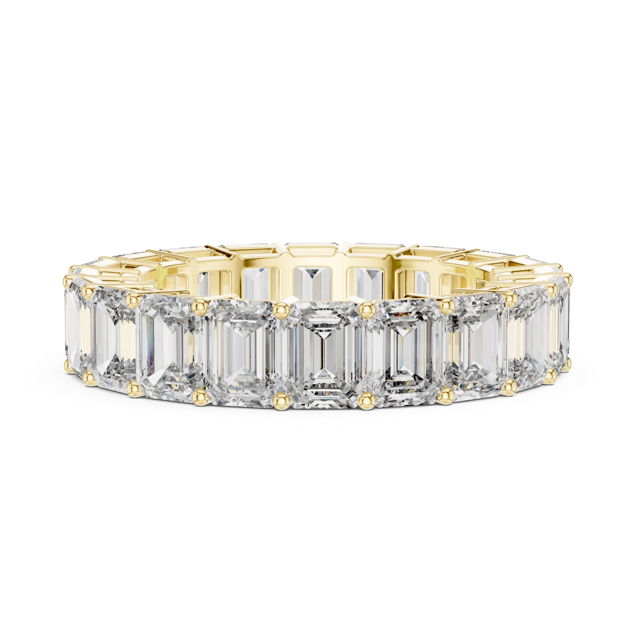 Eternity Band with Emerald-Cut Diamonds in Prong Setting